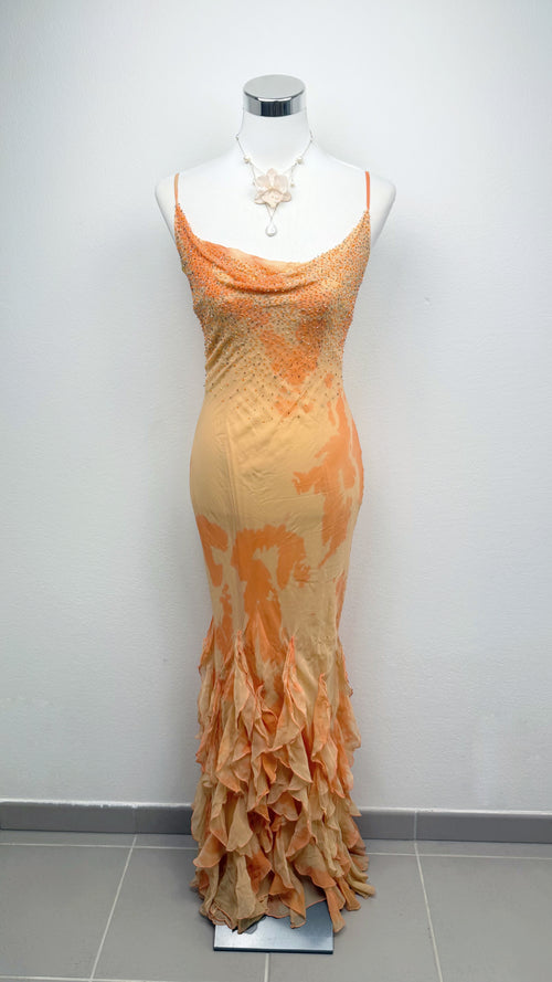 Peach Stardust Silk Gown