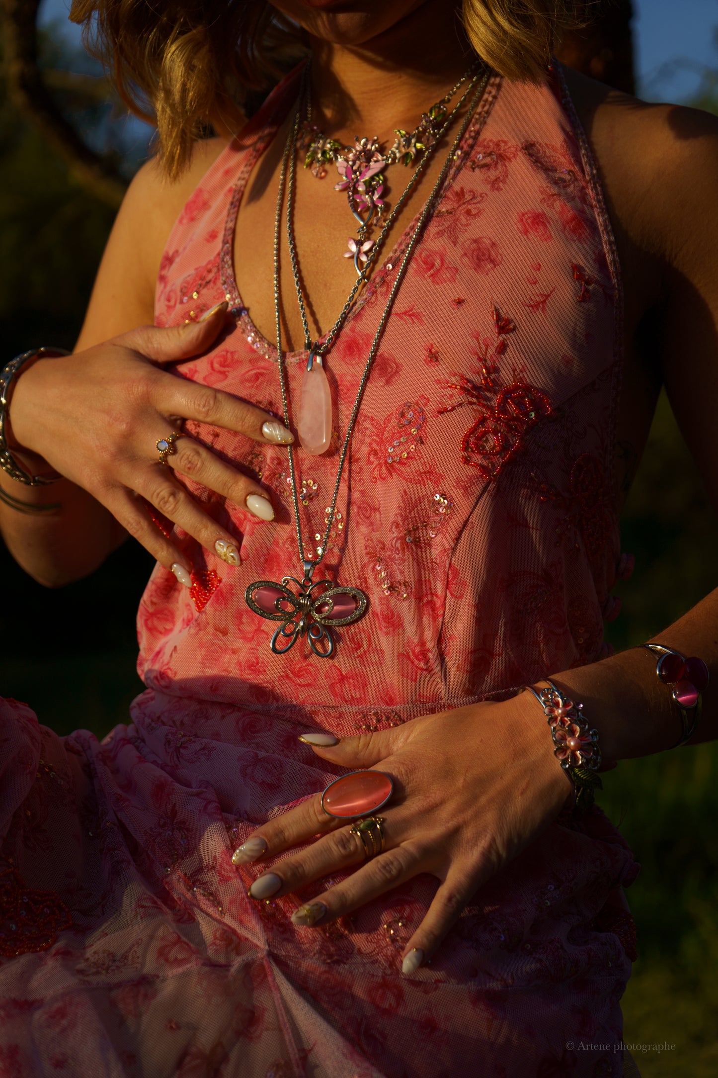 "Isadora" Hand Beaded Pink Dress