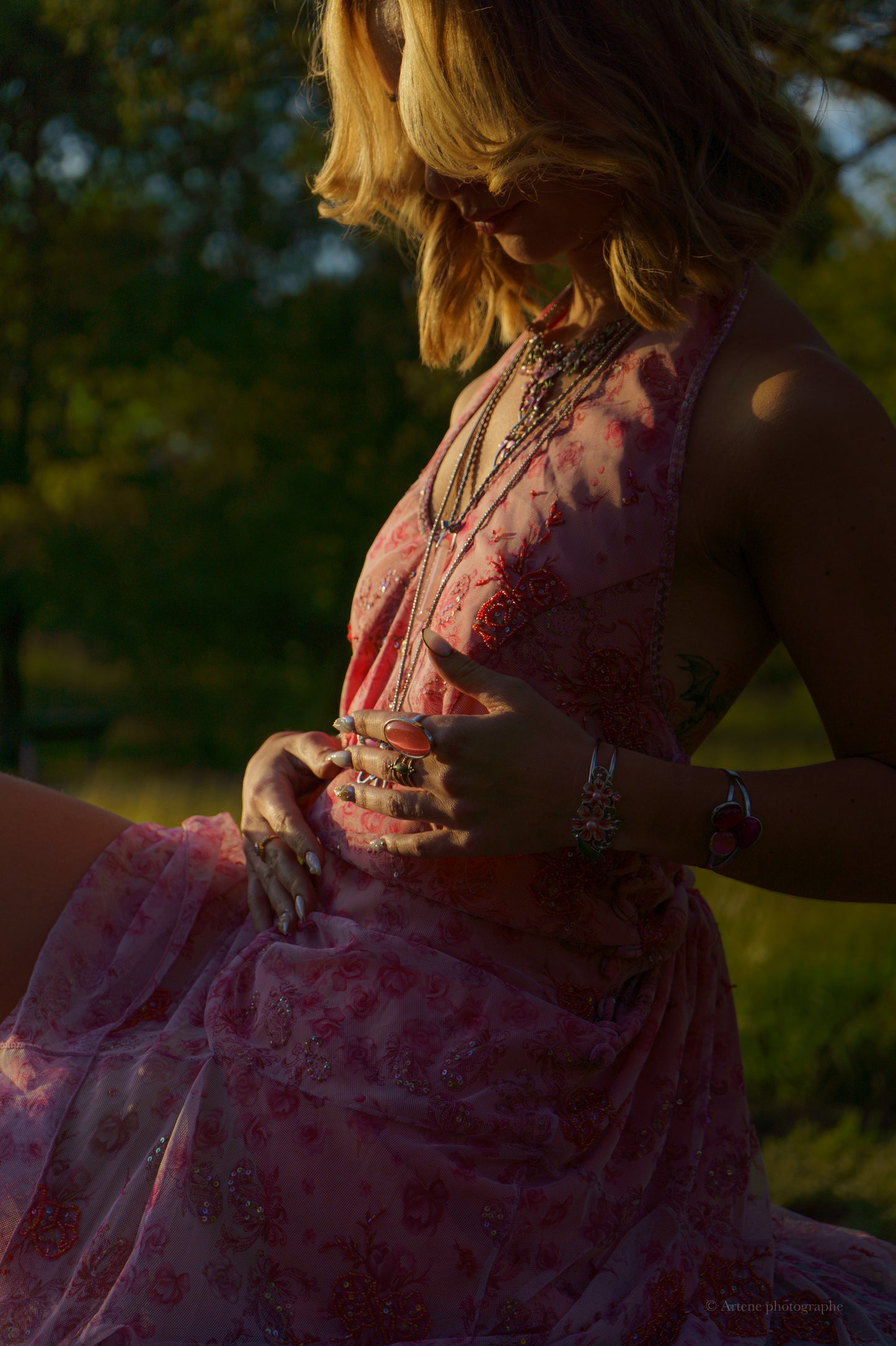 "Isadora" Hand Beaded Pink Dress