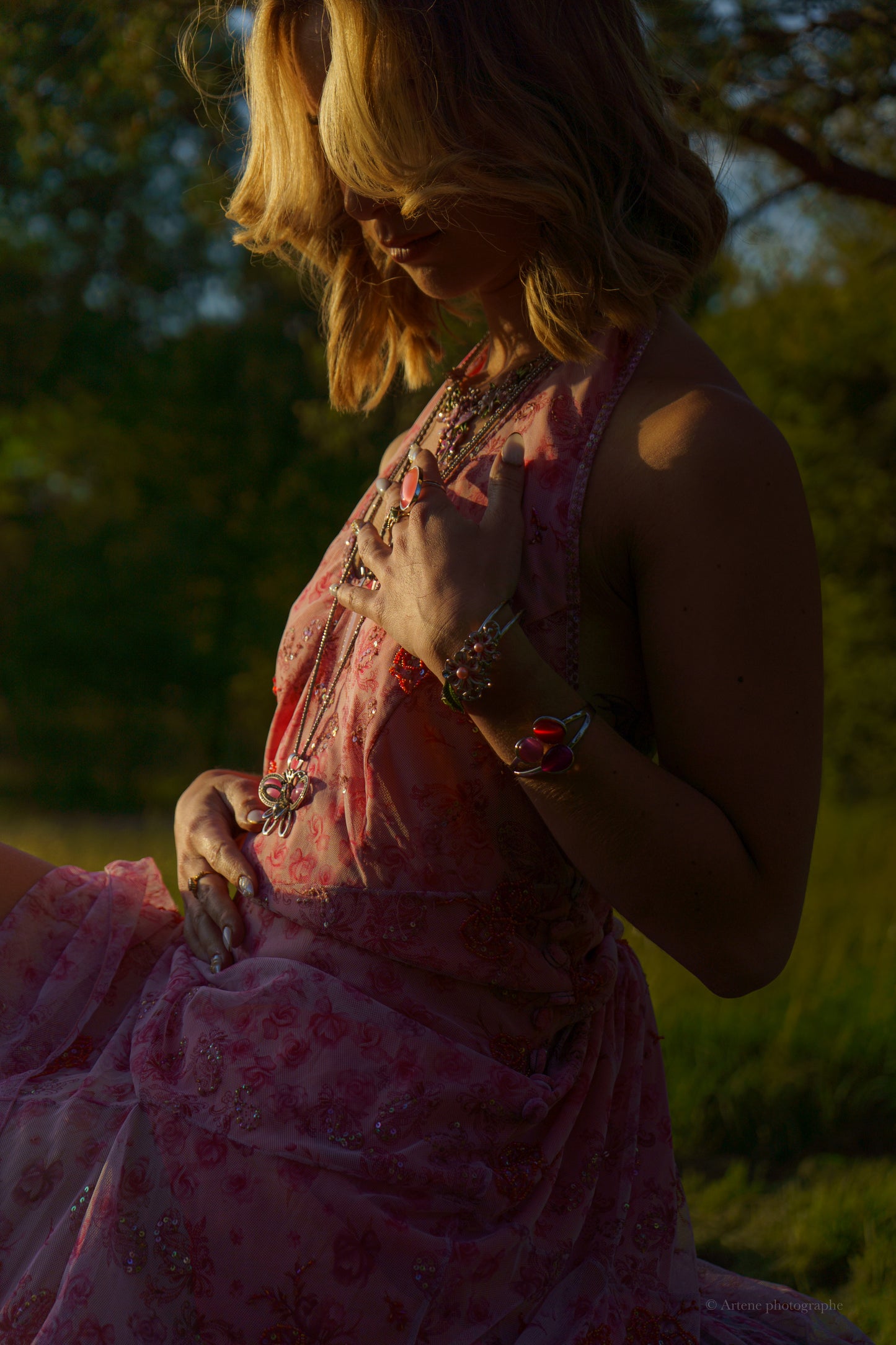 "Isadora" Hand Beaded Pink Dress