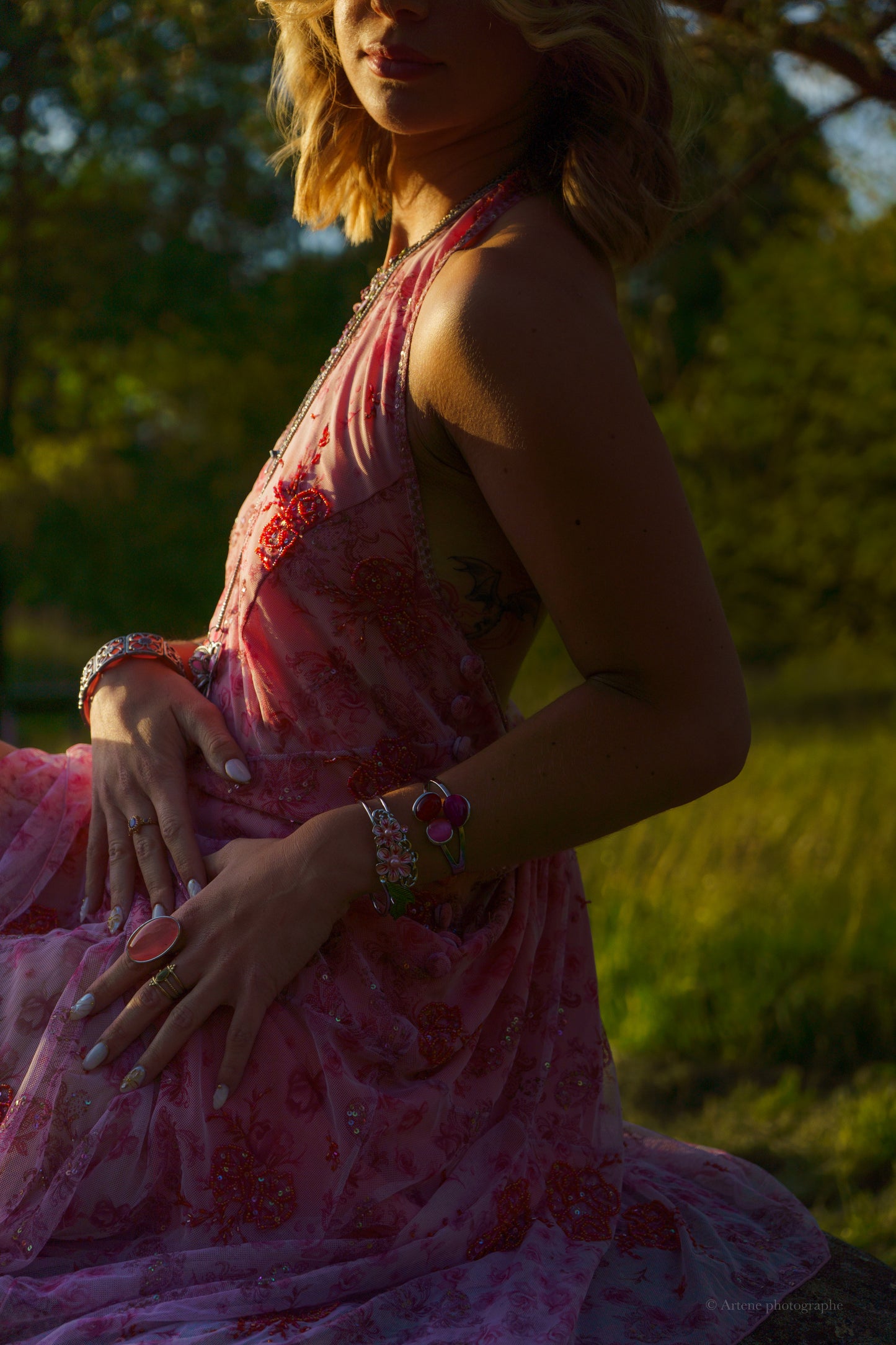 "Isadora" Hand Beaded Pink Dress