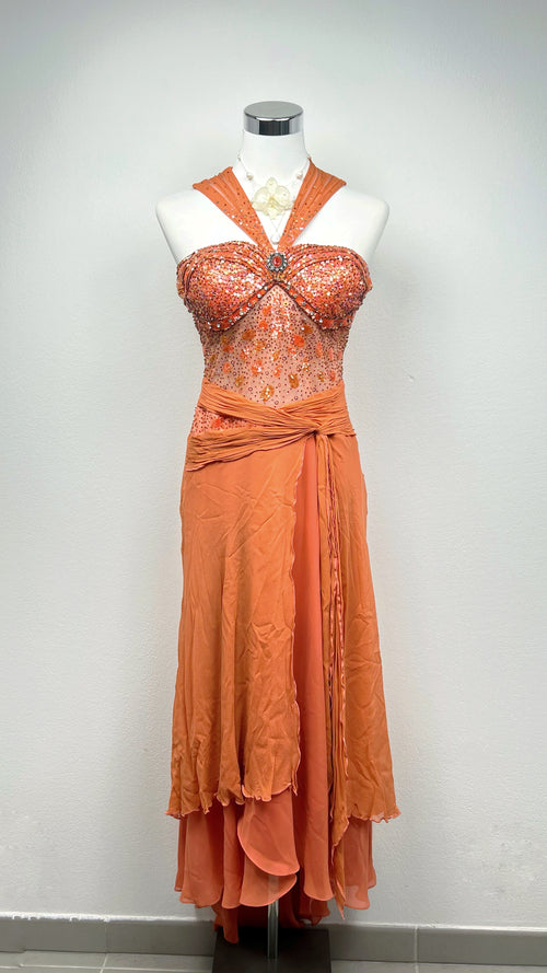 Sunset Bloom Silk Gown