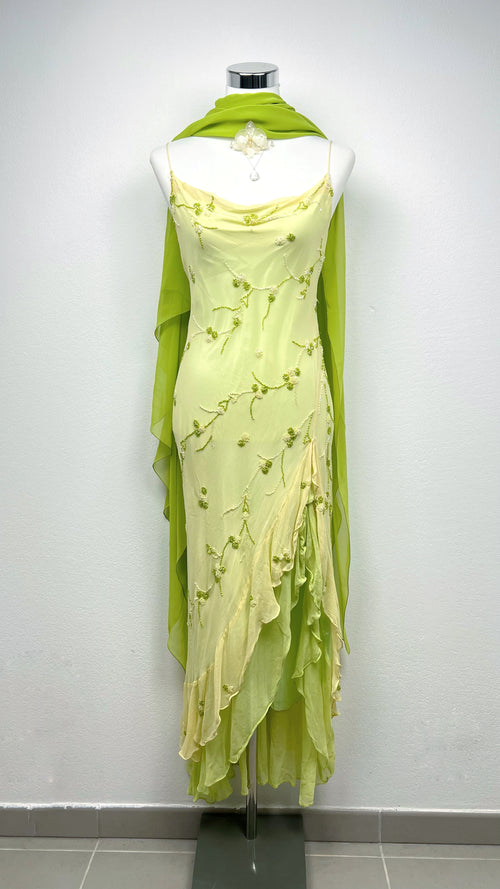 Lime Blossom Silk Gown