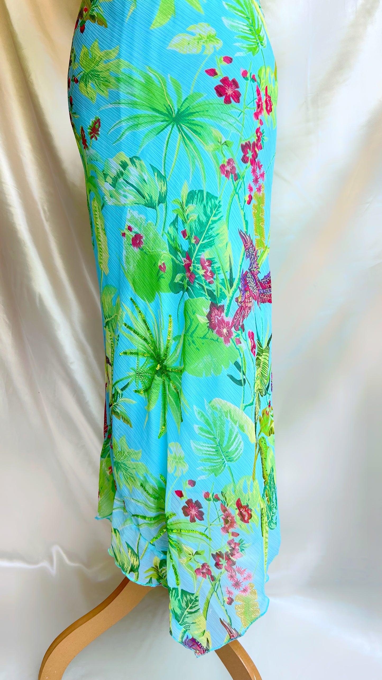 Blue Tropic Dream Derhy Tropical Halter Dress