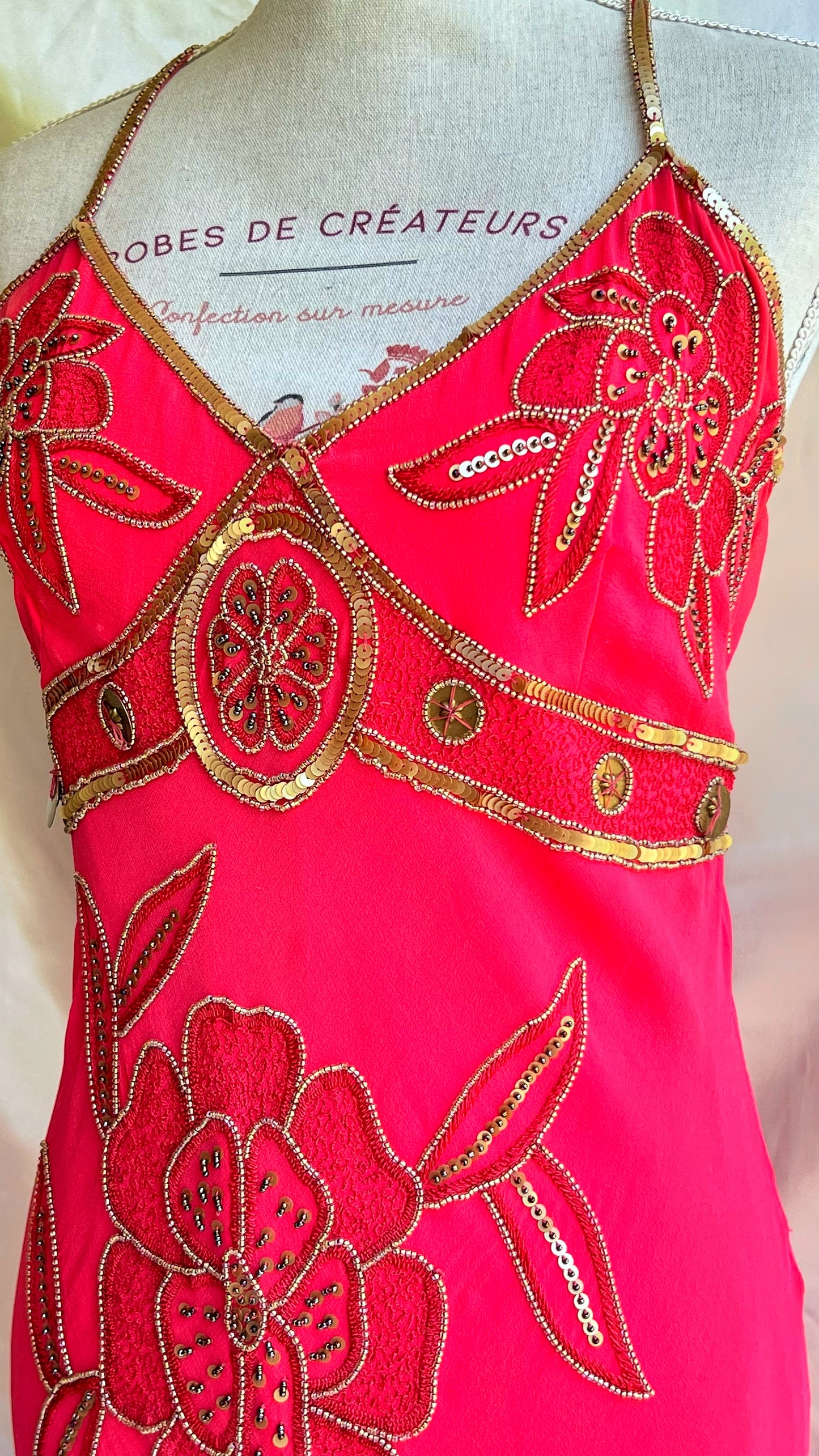 Red Bloom Empress Silk Embroidered Dress