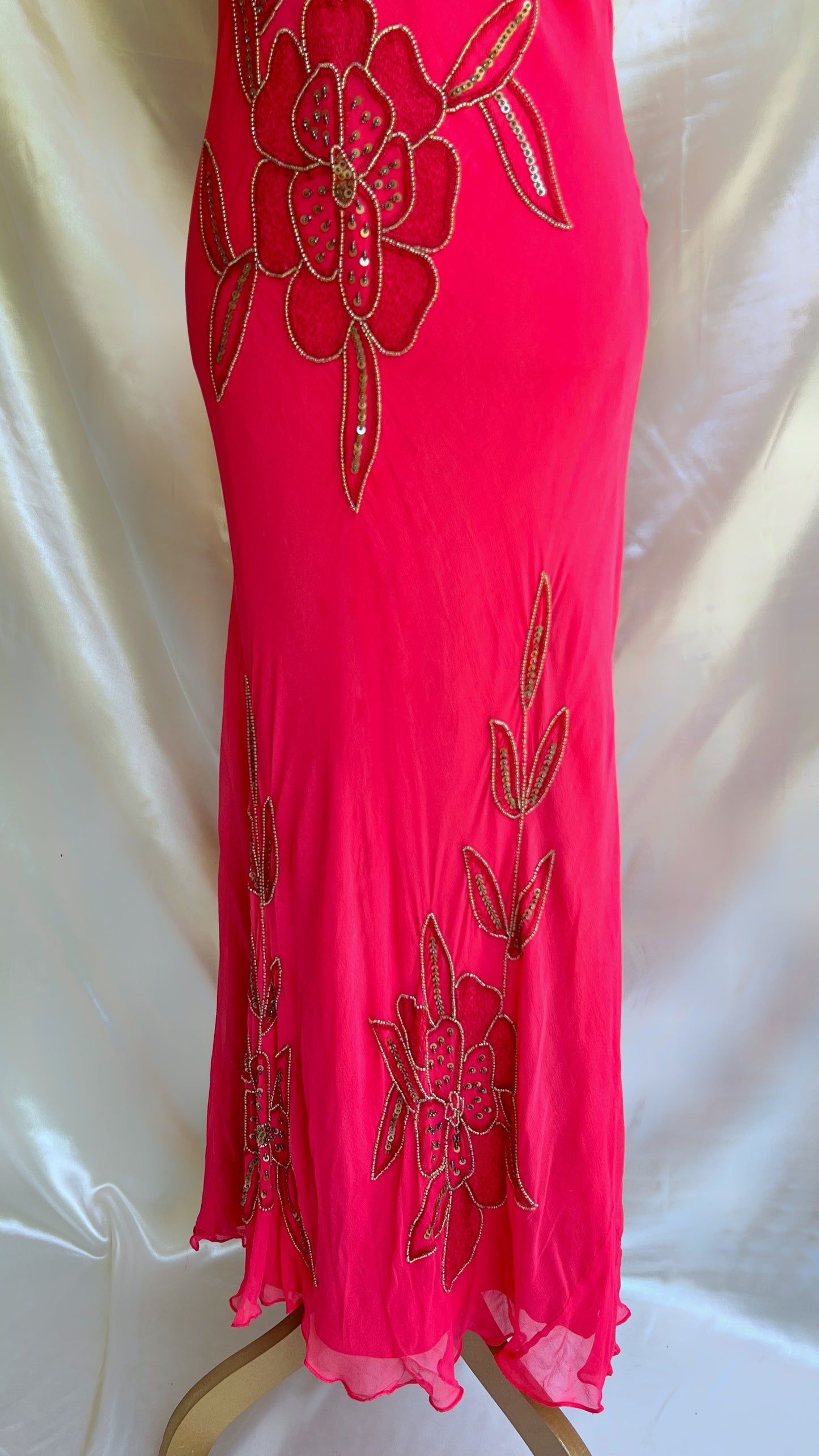 Red Bloom Empress Silk Embroidered Dress