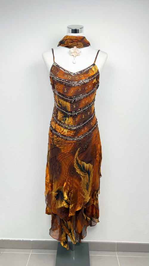 Golden Phoenix Silk Dress