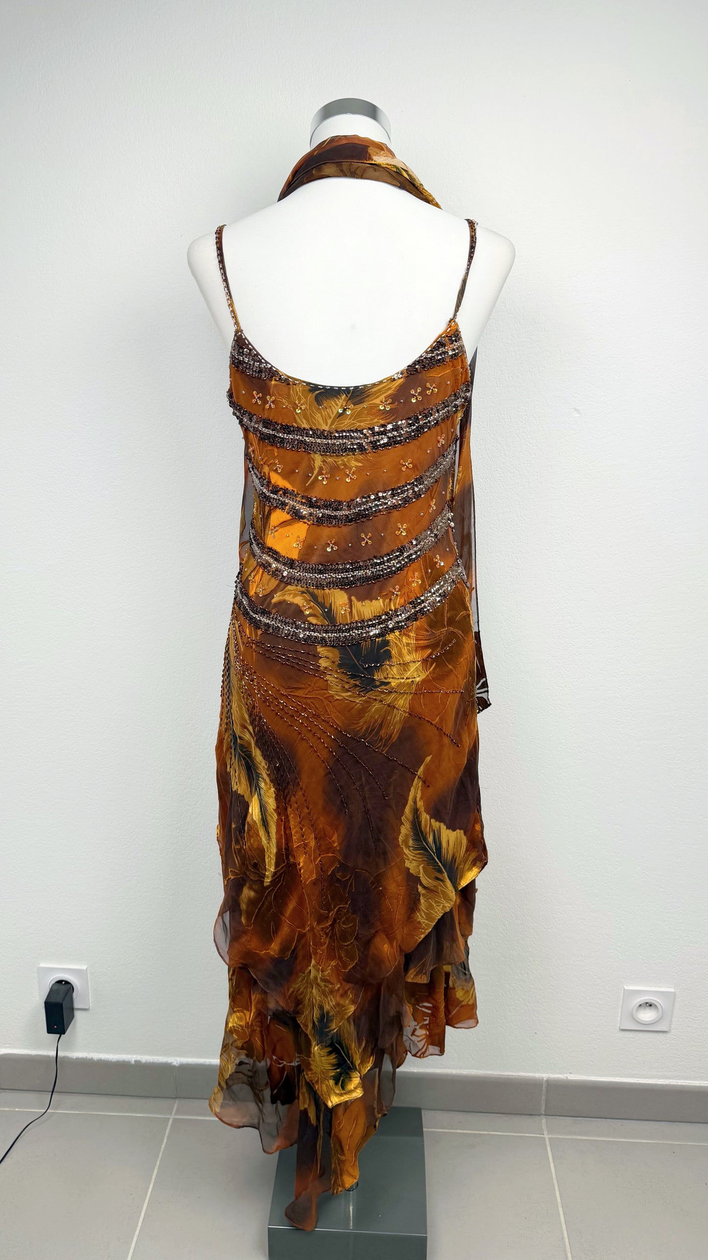 Golden Phoenix Silk Dress