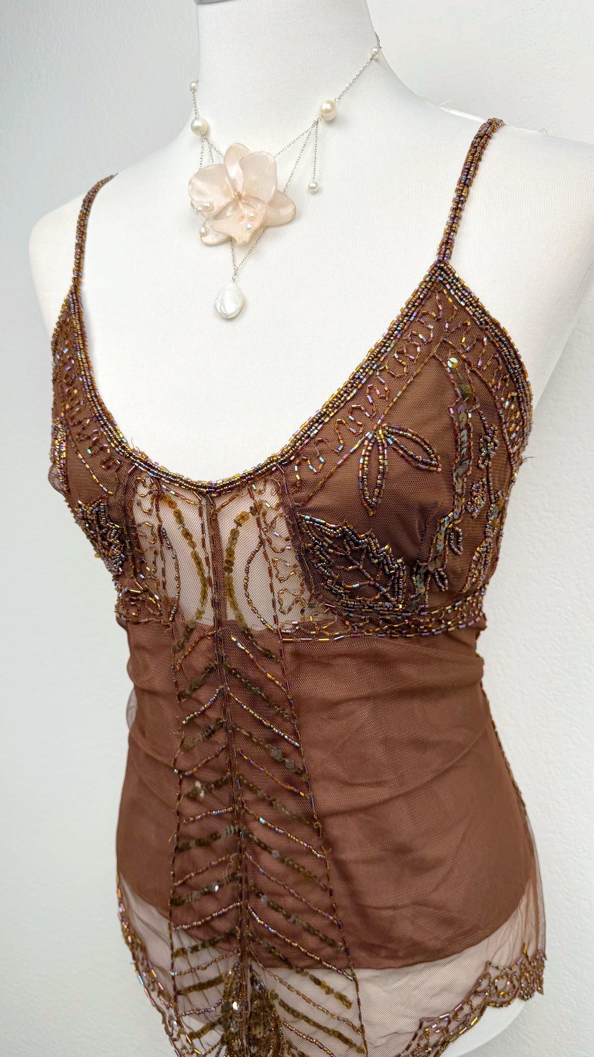 The Mocha Butterfly Beaded Top
