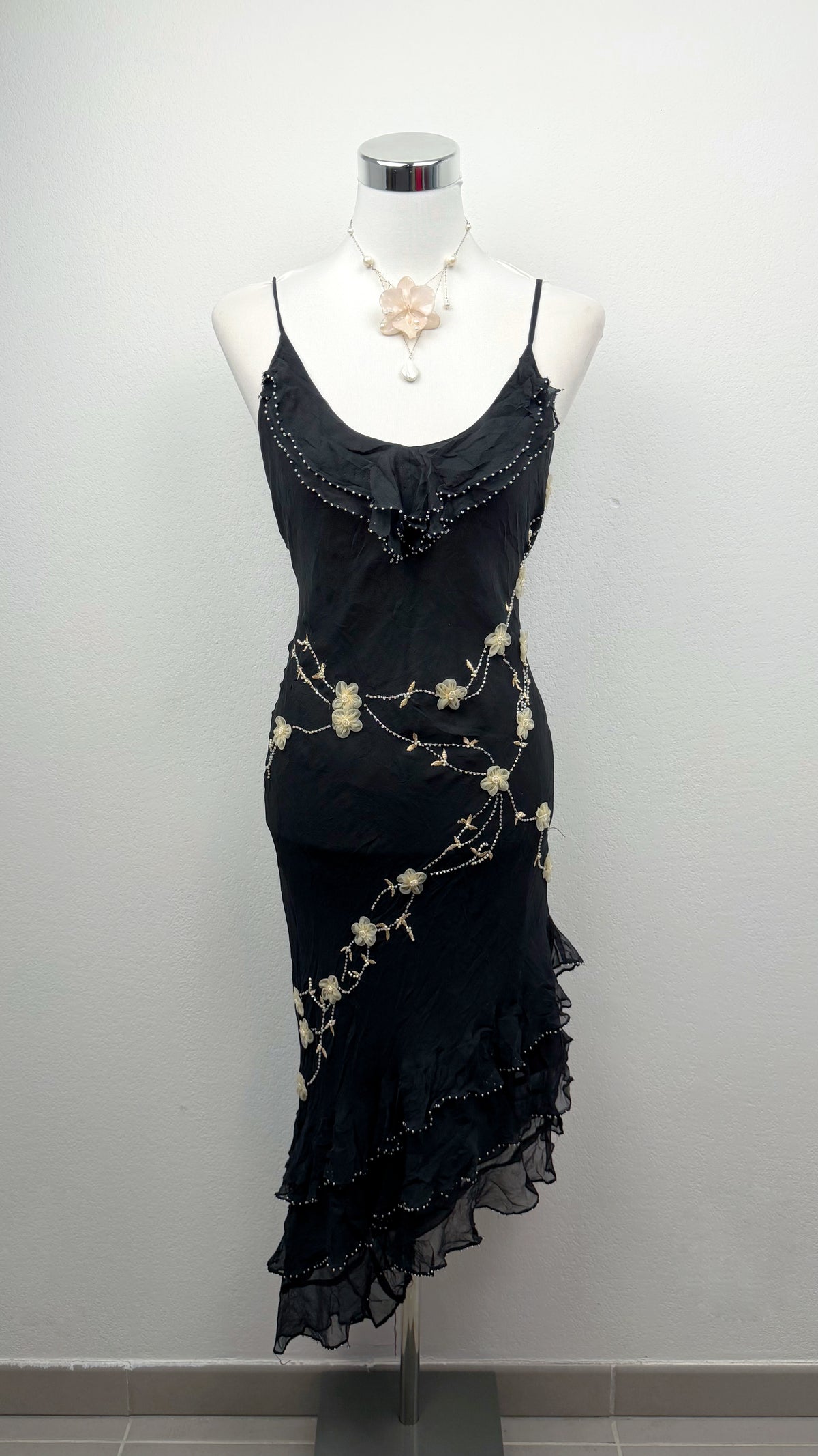 The Midnight Moonflower Silk Dress