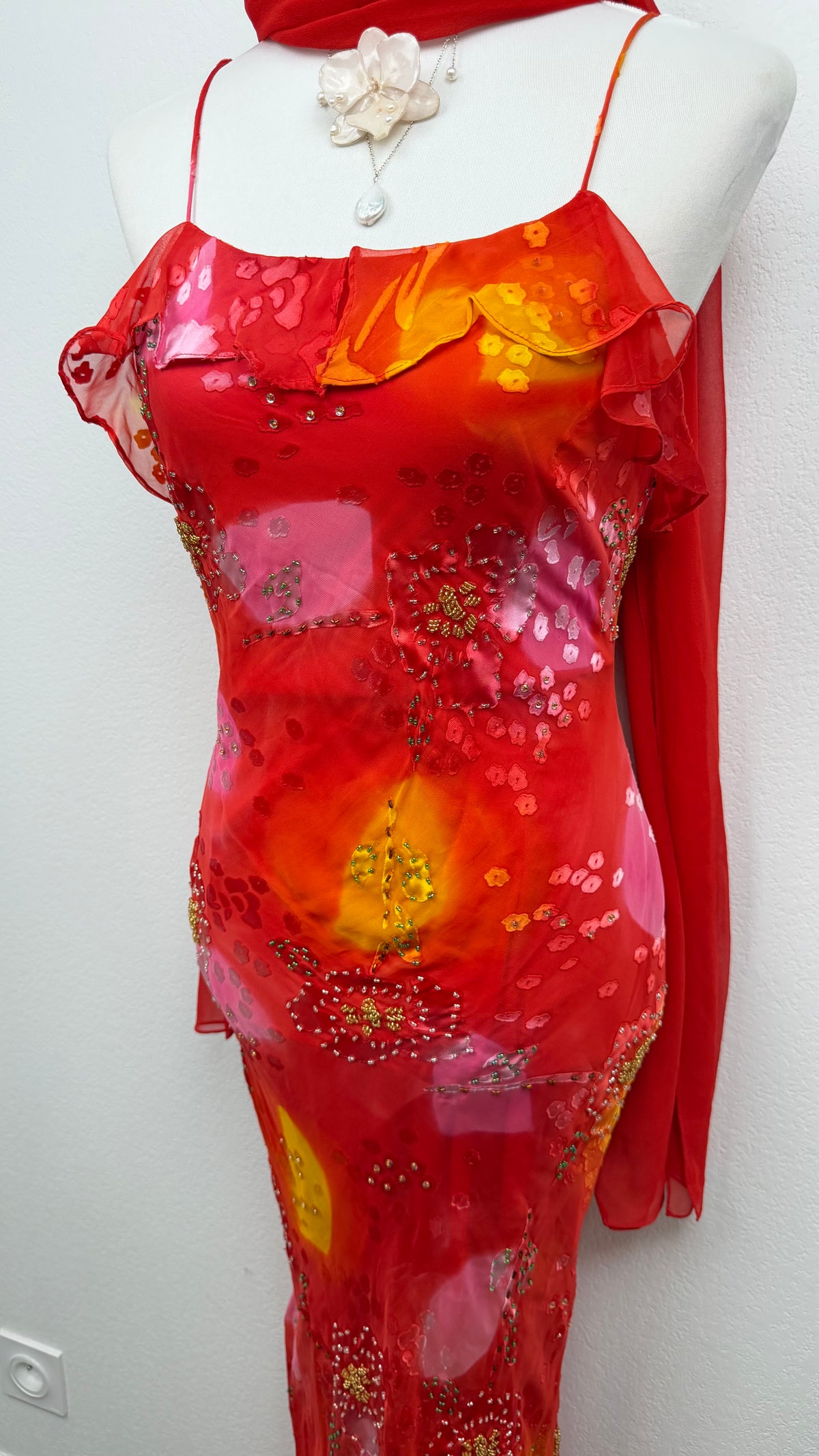 The Scarlet Sunset Silk Gown