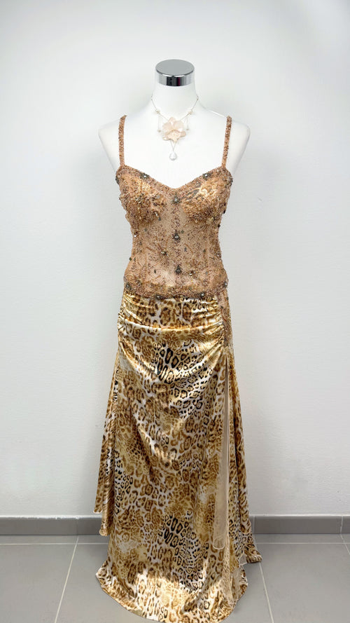 Golden Wildcat Hand-Beaded Two-Piece Set