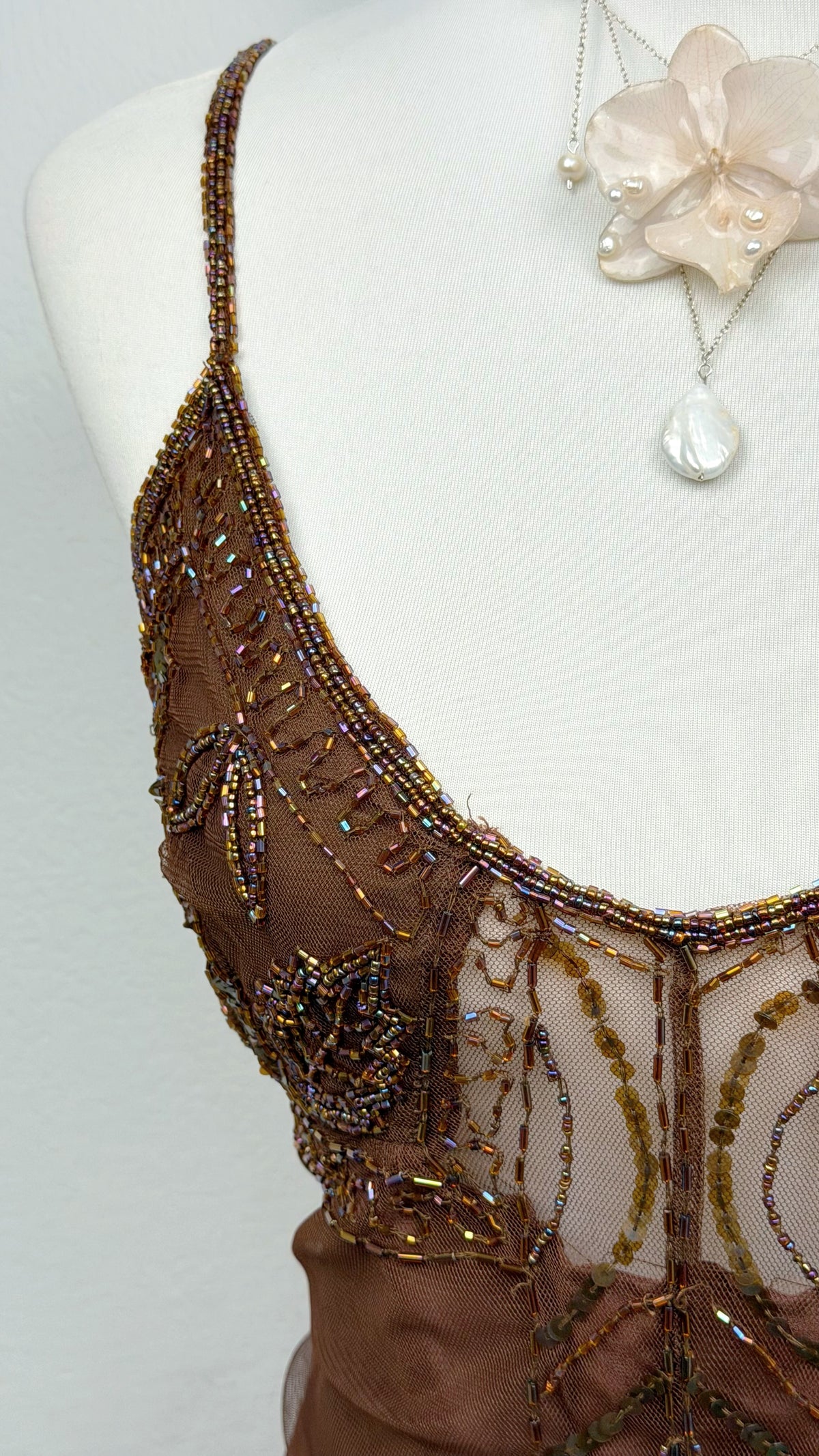 The Mocha Butterfly Beaded Top