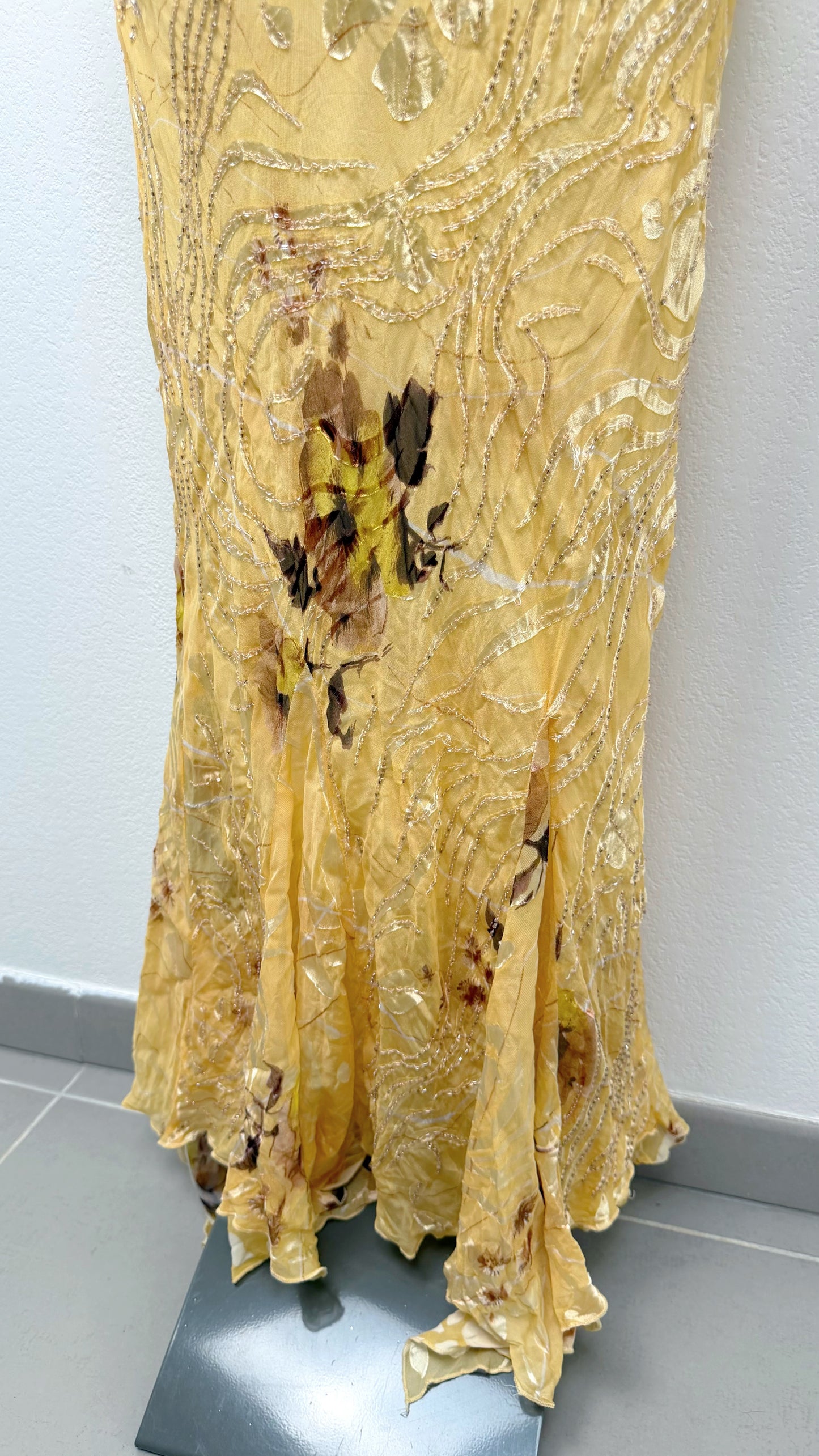 Solara Silk Golden Wildflower Gown