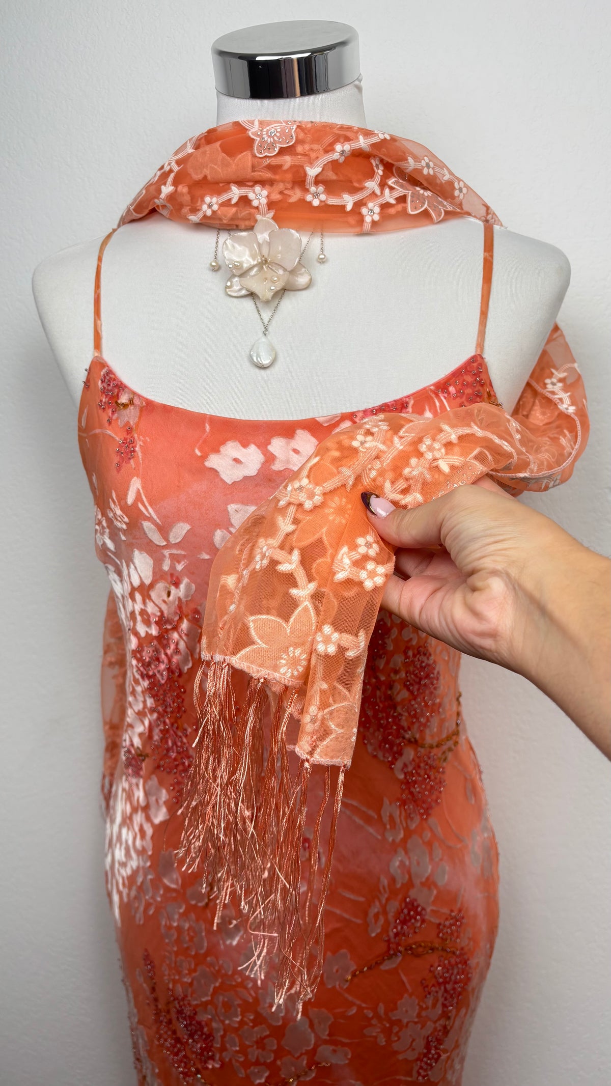 The Coral Blossom Silk Gown