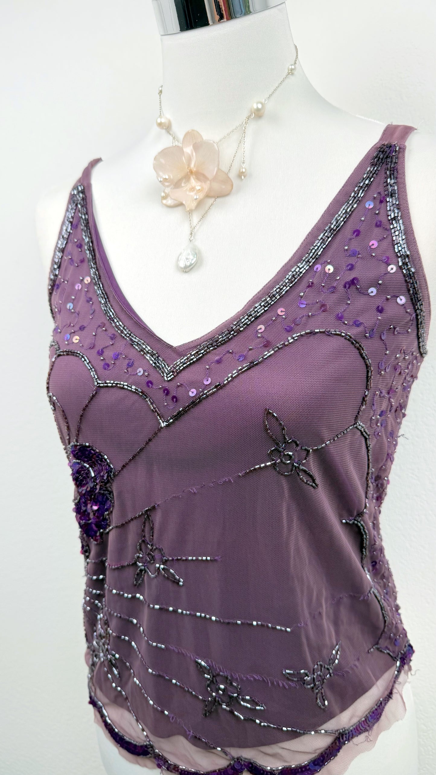 Midnight Butterfly Beaded Top