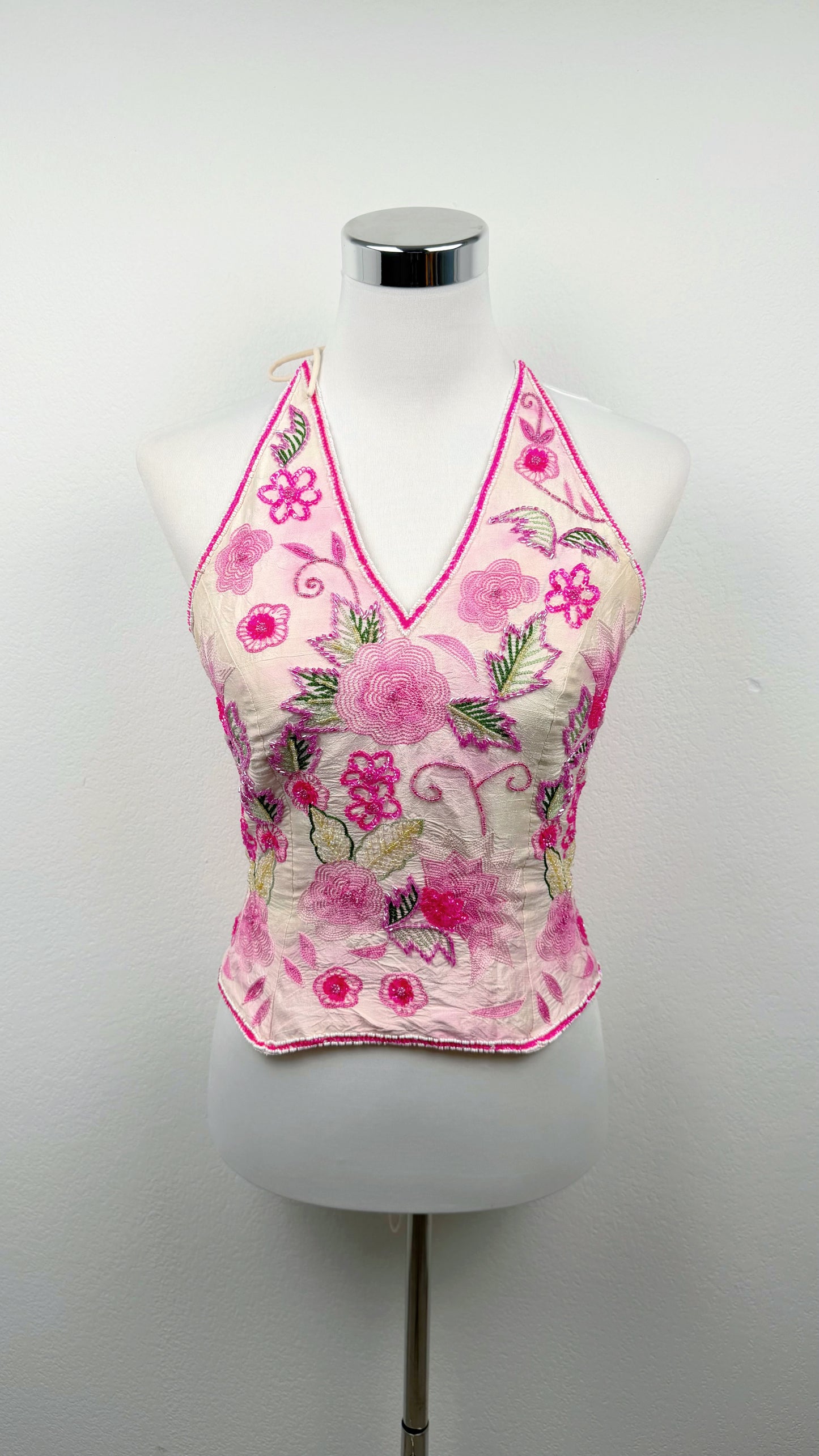 Aftershock Rosé Bloom Silk Halter Top