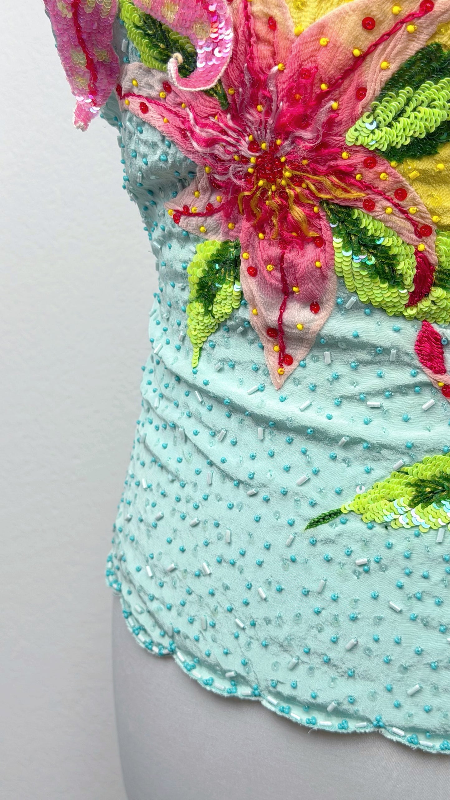 Blumarine SS02 Tropical Lily Beaded Top