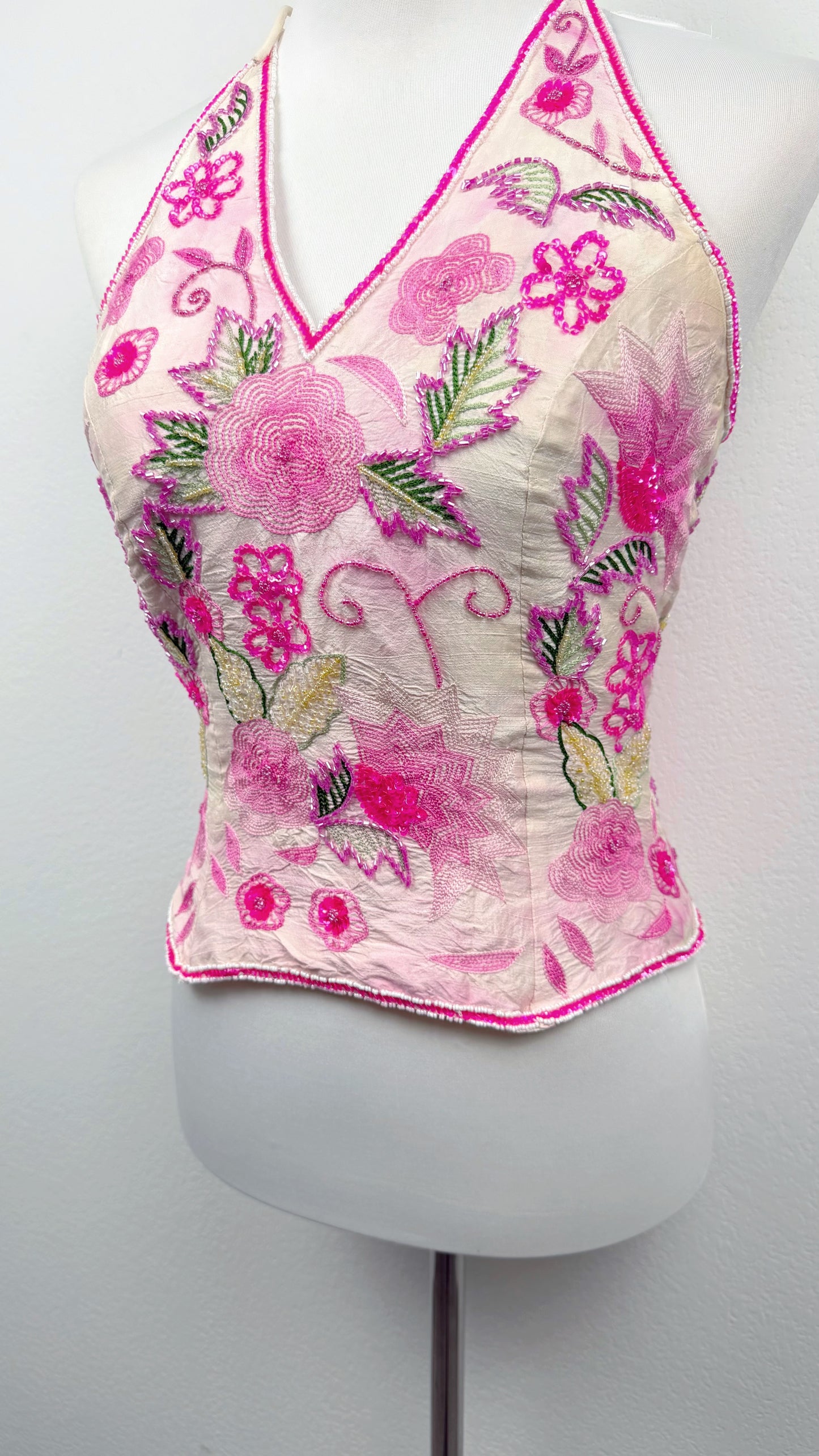 Aftershock Rosé Bloom Silk Halter Top