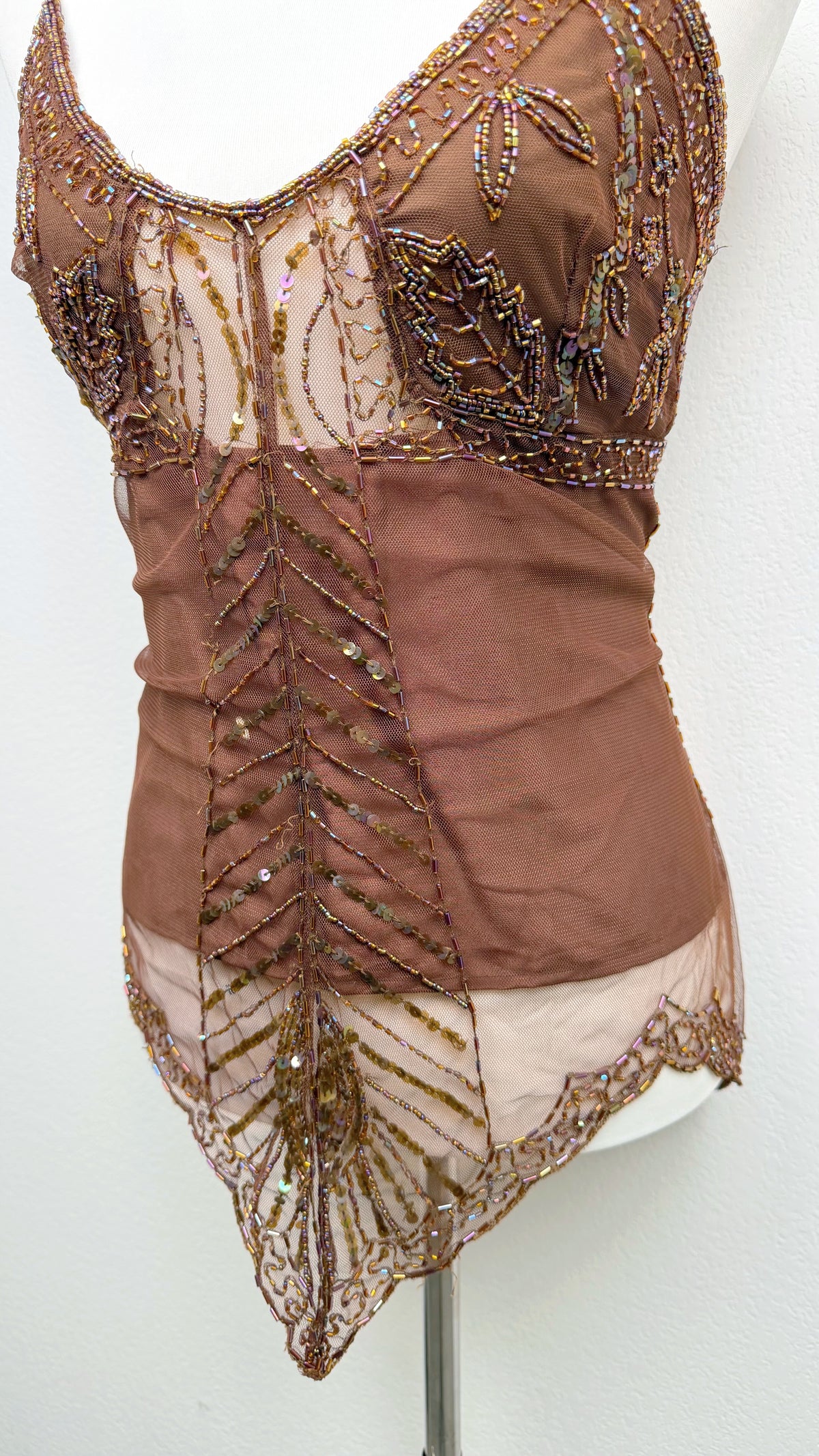 The Mocha Butterfly Beaded Top