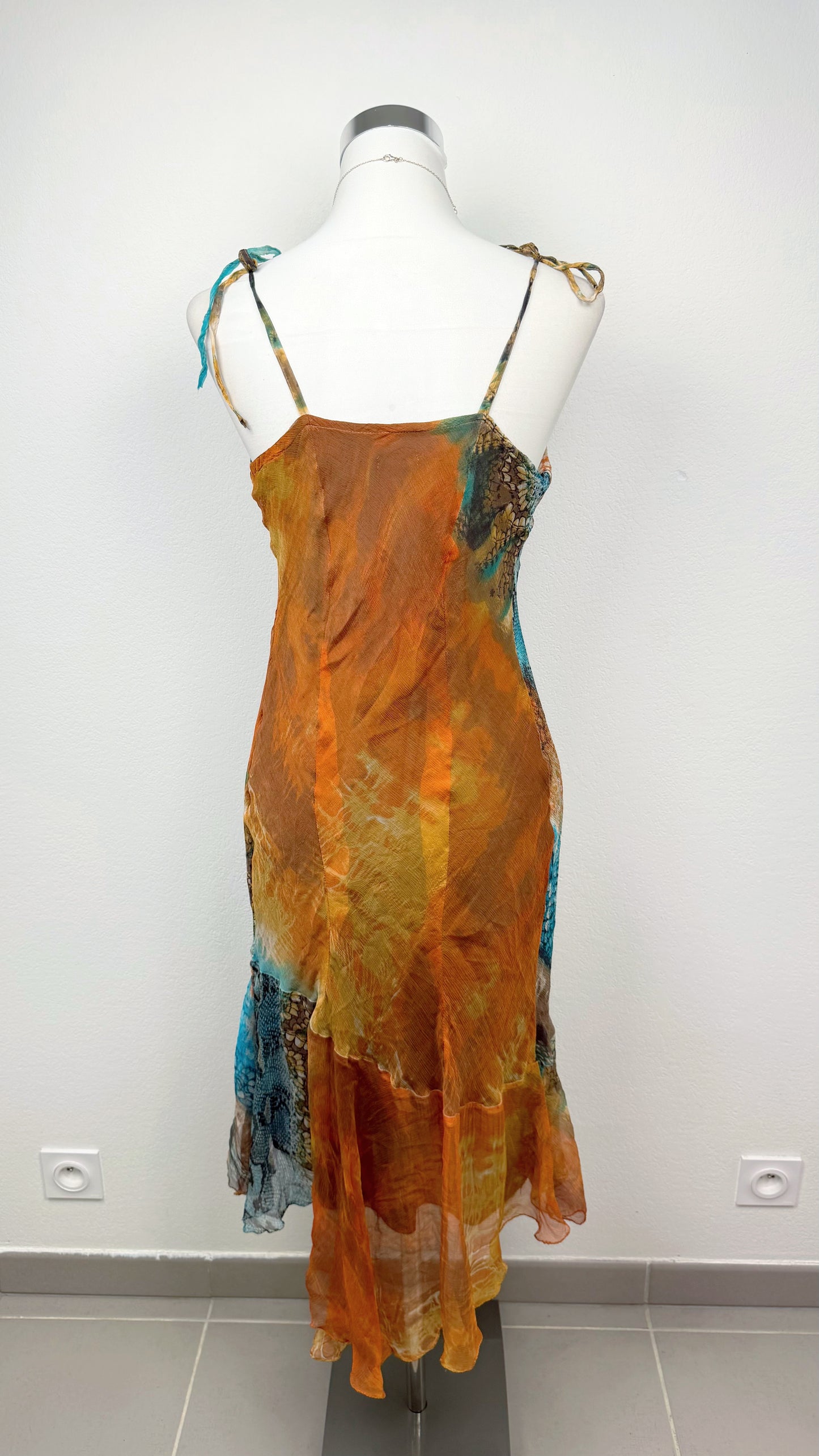 Aquamarine Serpent Silk Dress