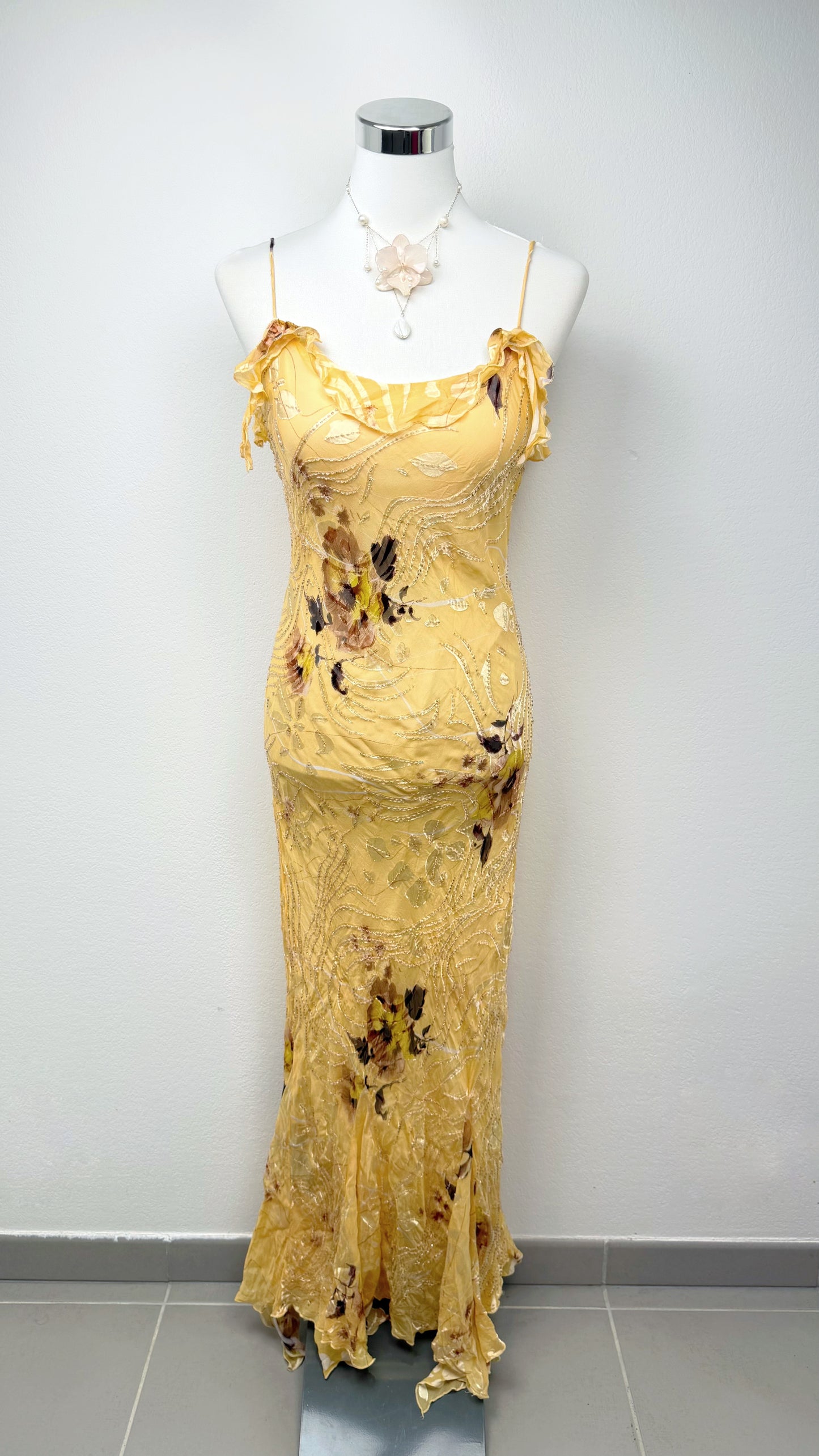 Solara Silk Golden Wildflower Gown