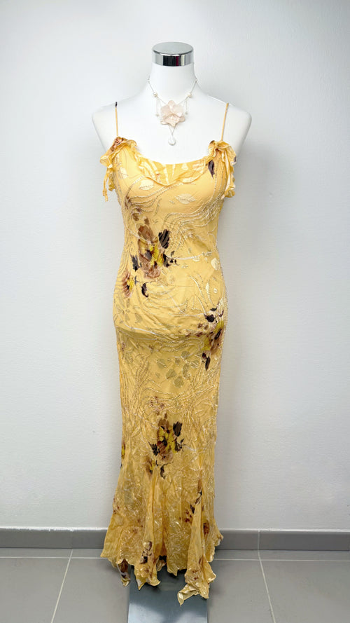 Solara Silk Golden Wildflower Gown