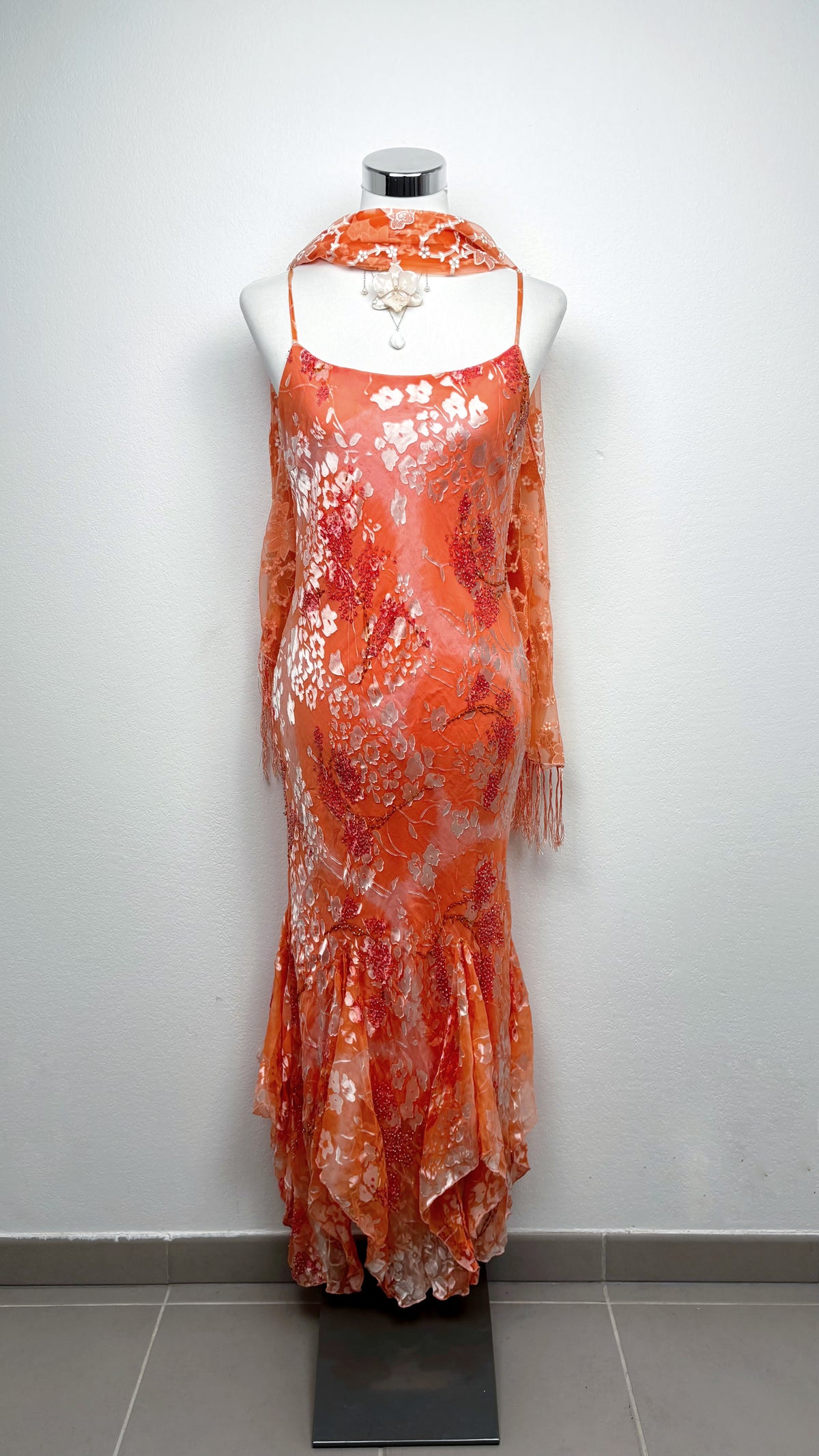 The Coral Blossom Silk Gown