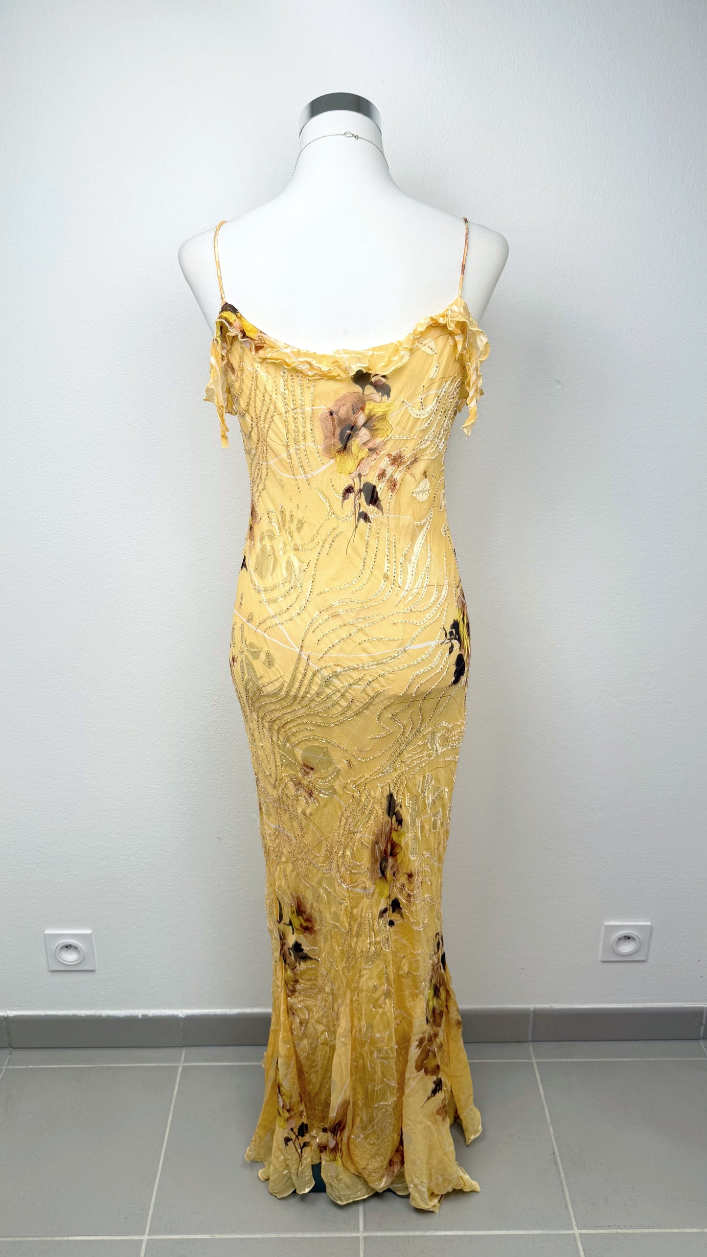 Solara Silk Golden Wildflower Gown