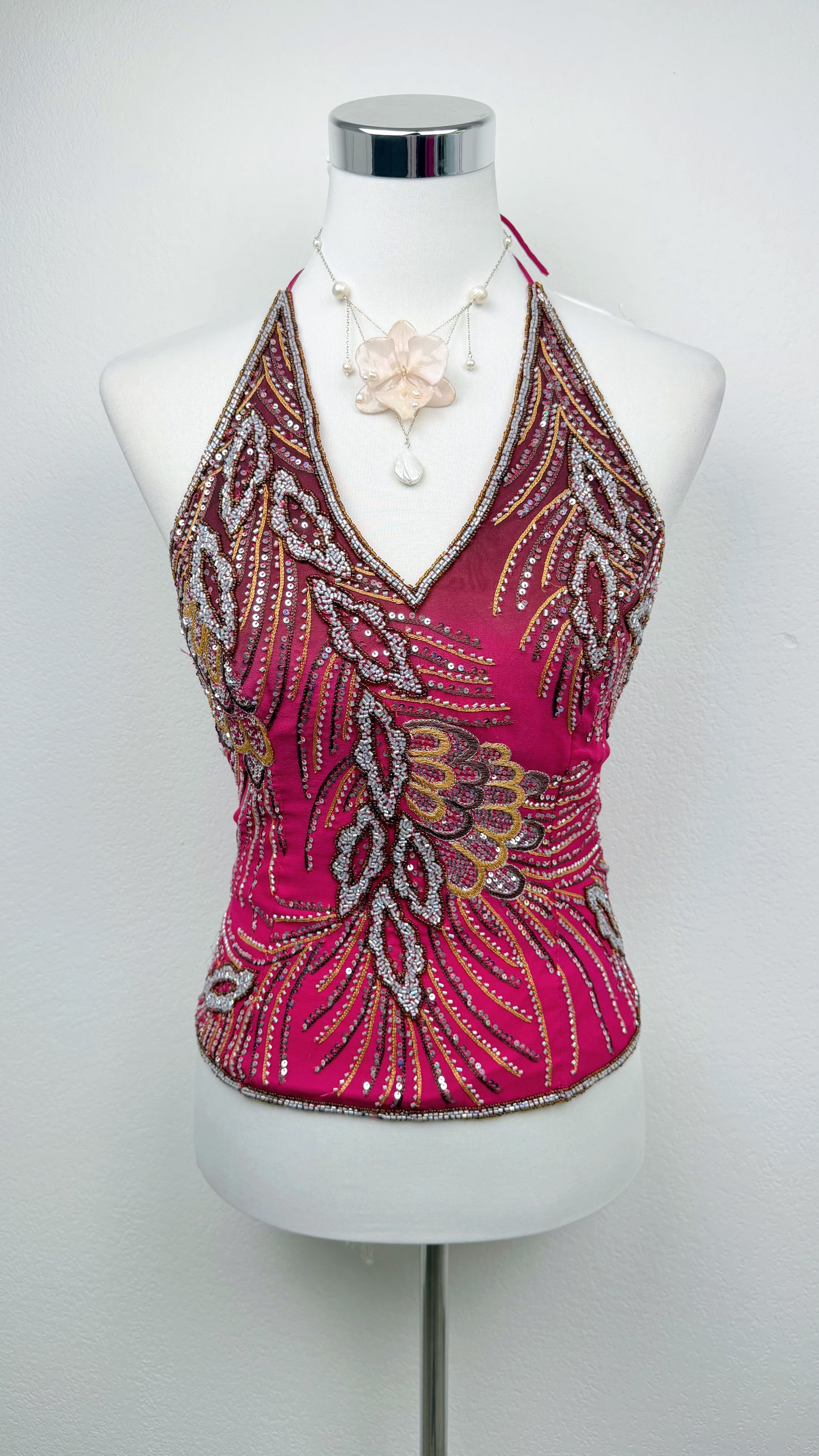 Aftershock Fuchsia Phoenix Beaded Corset