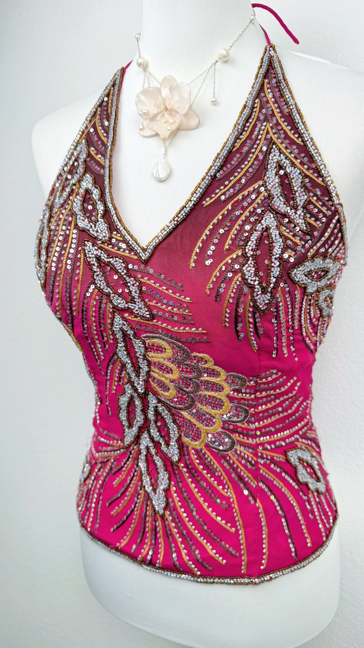 Aftershock Fuchsia Phoenix Beaded Corset