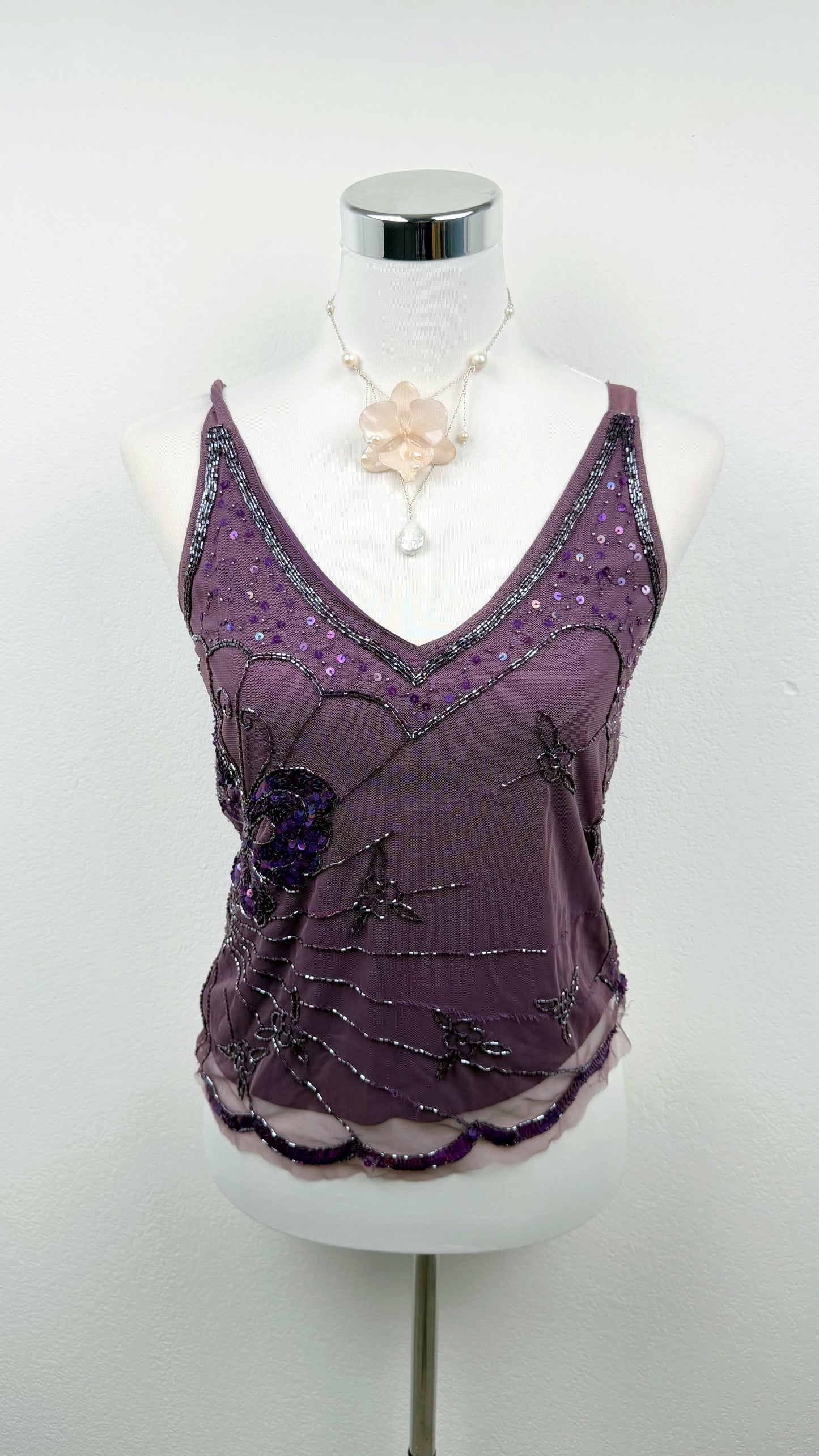 Midnight Butterfly Beaded Top