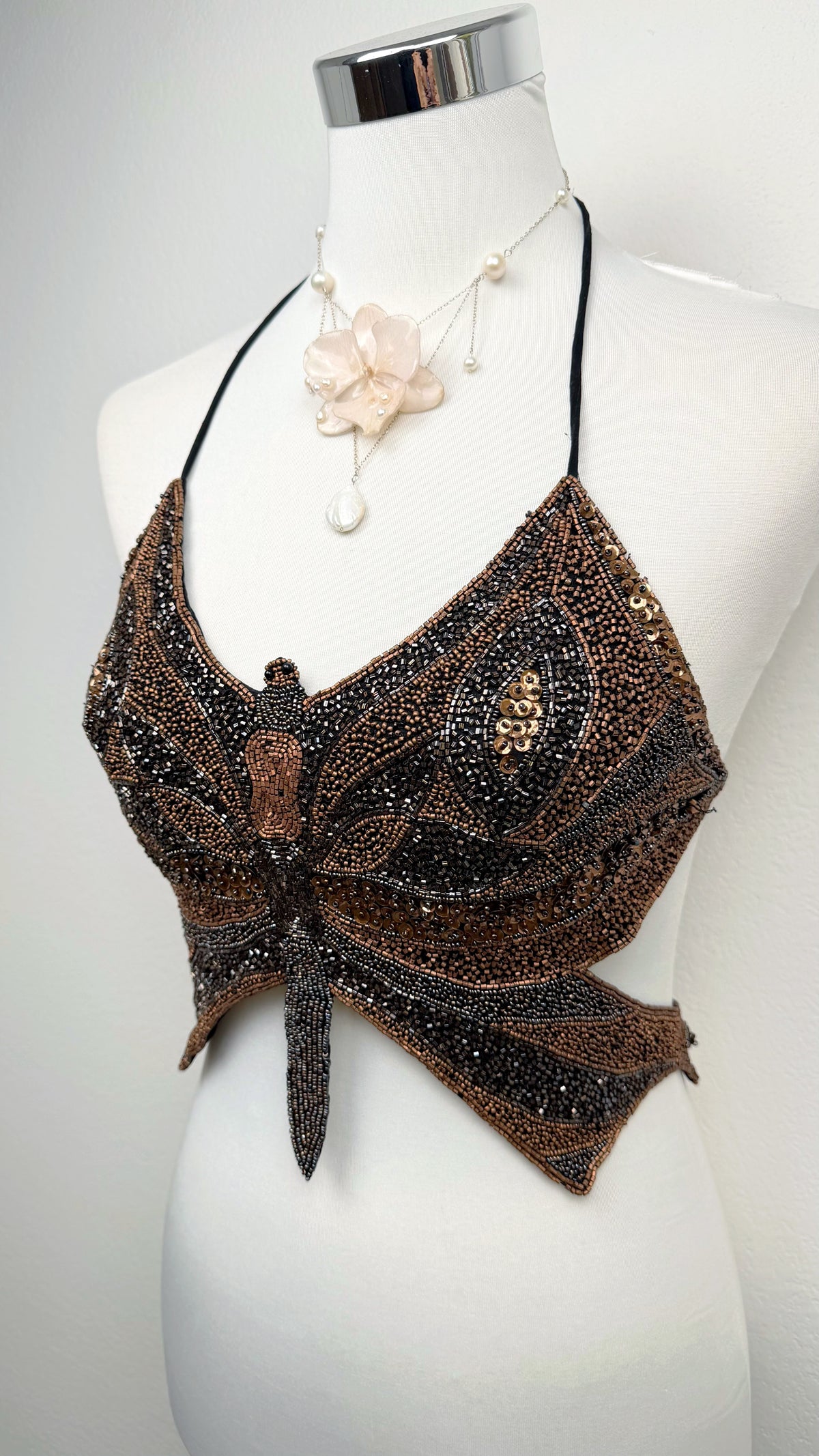 The Midnight Monarch Silk Butterfly Top