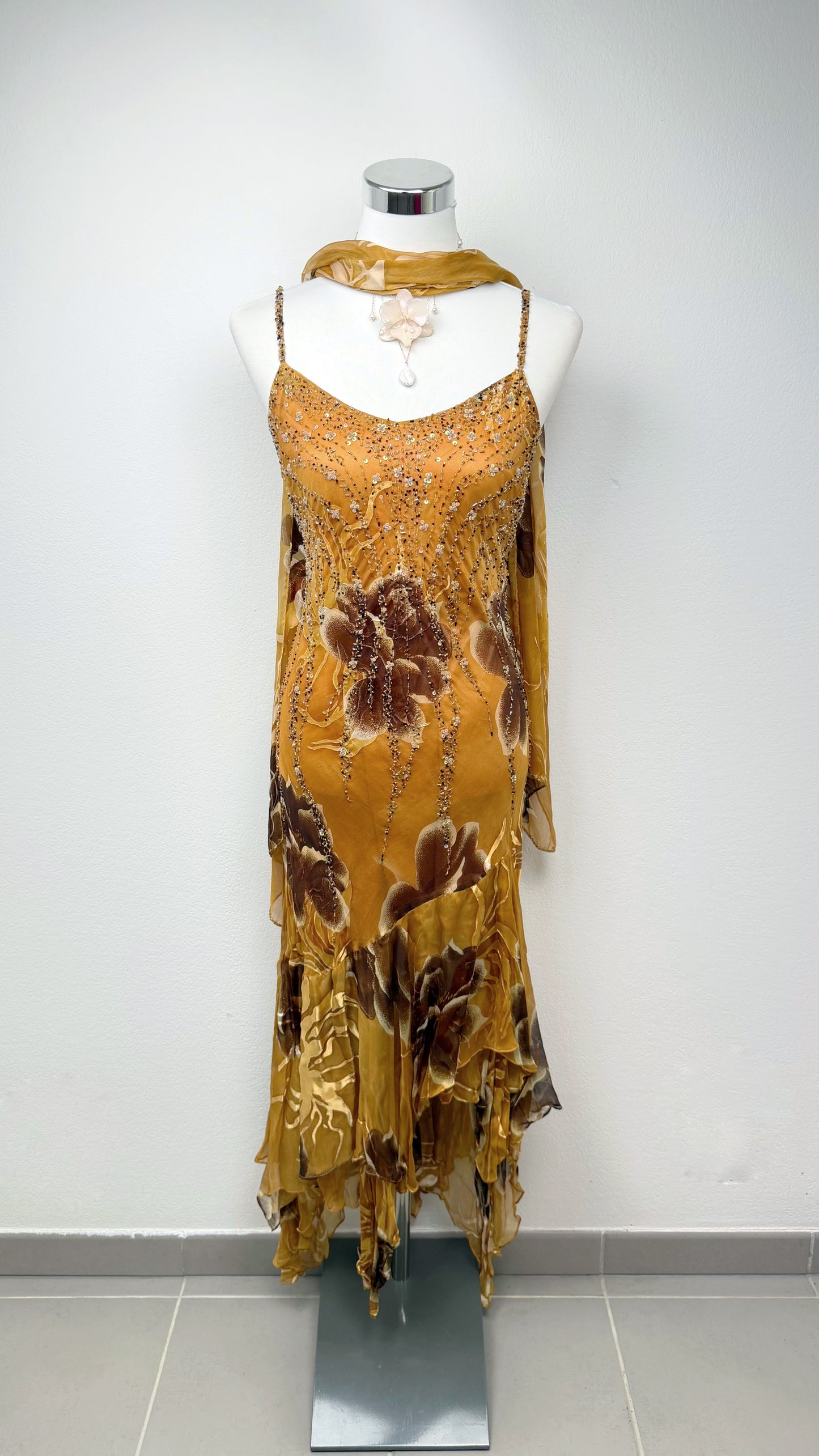 Aurelia Silk Gilded Orchid Gown