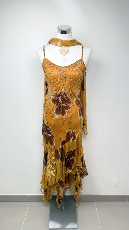 Aurelia Silk Gilded Orchid Gown