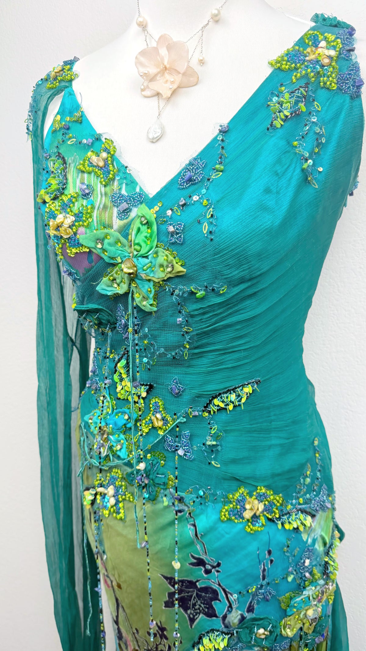 The Emerald Fae Silk Dress