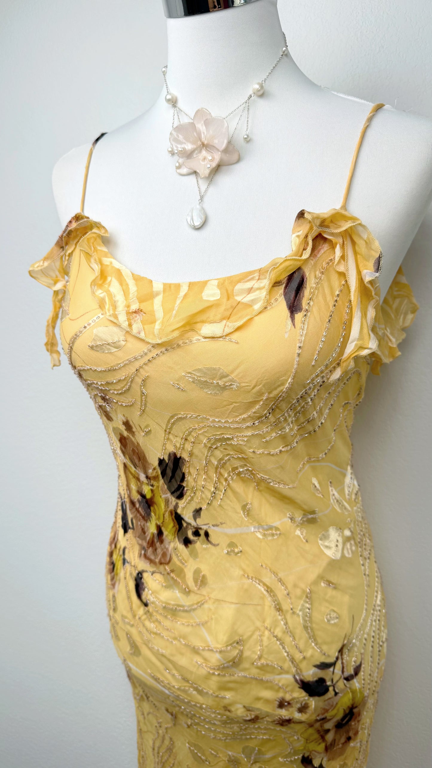 Solara Silk Golden Wildflower Gown