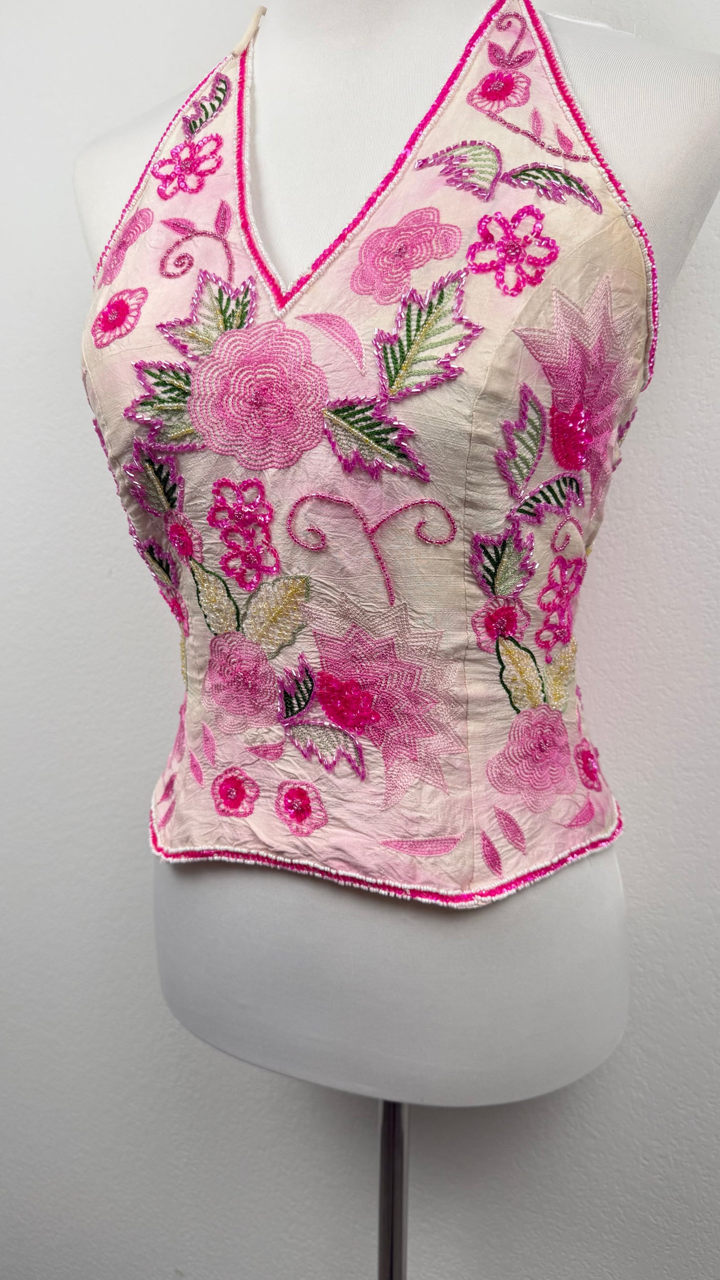 Aftershock Rosé Bloom Silk Halter Top