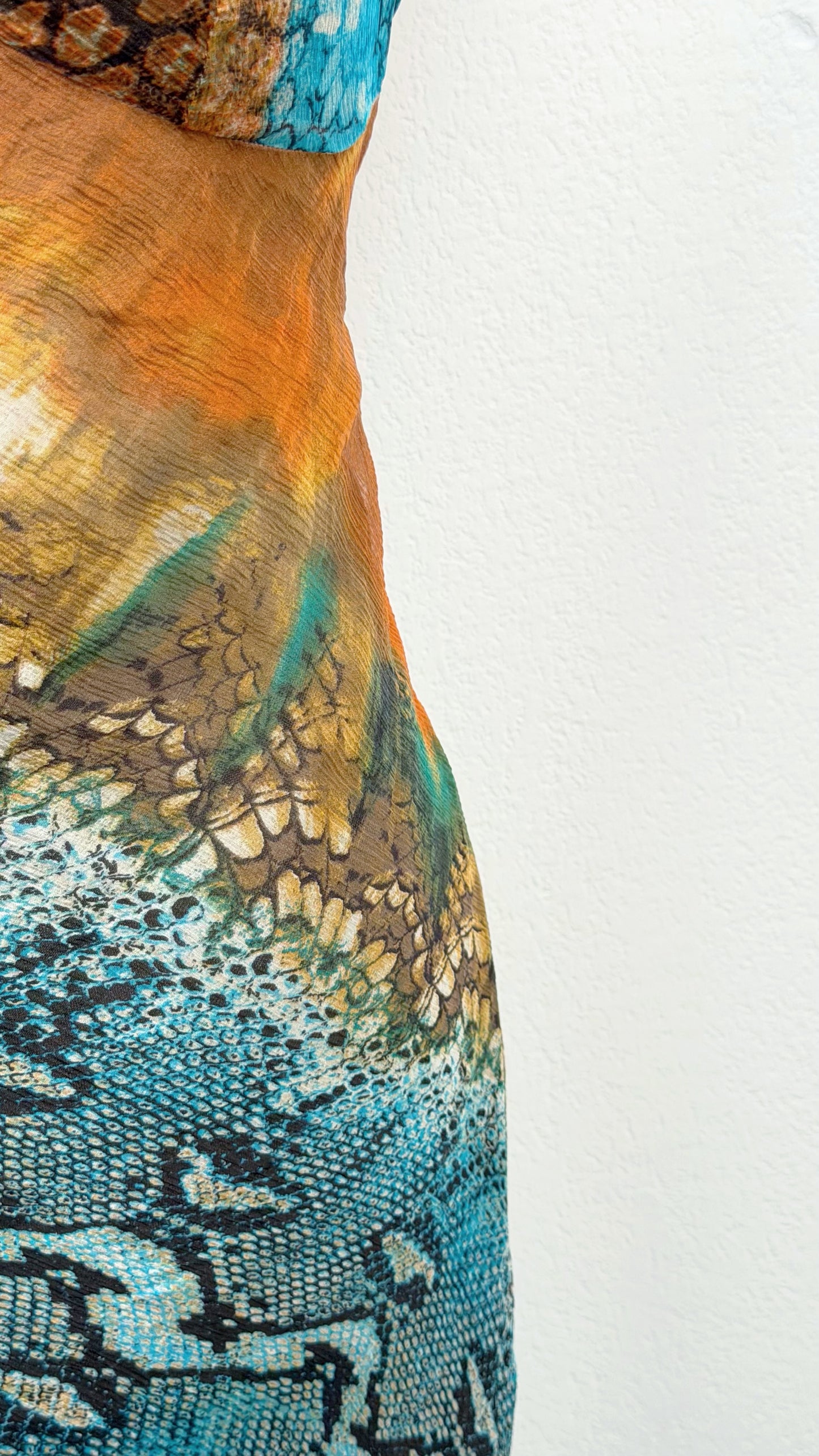 Aquamarine Serpent Silk Dress