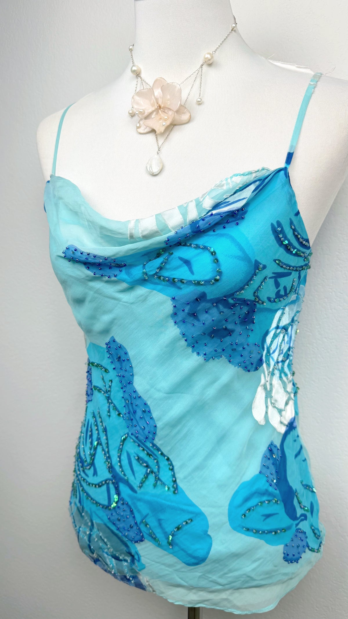 The Azure Mermaid Beaded Top