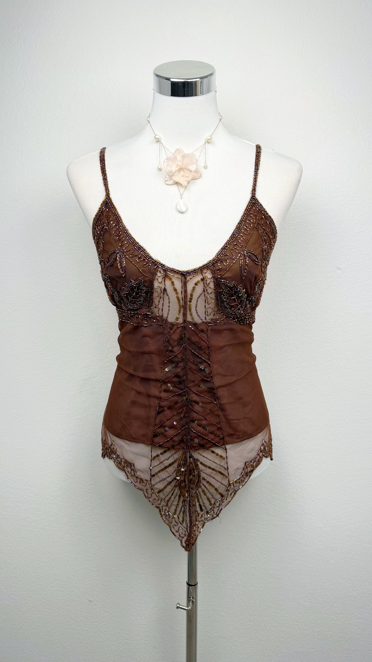 The Mocha Butterfly Beaded Top