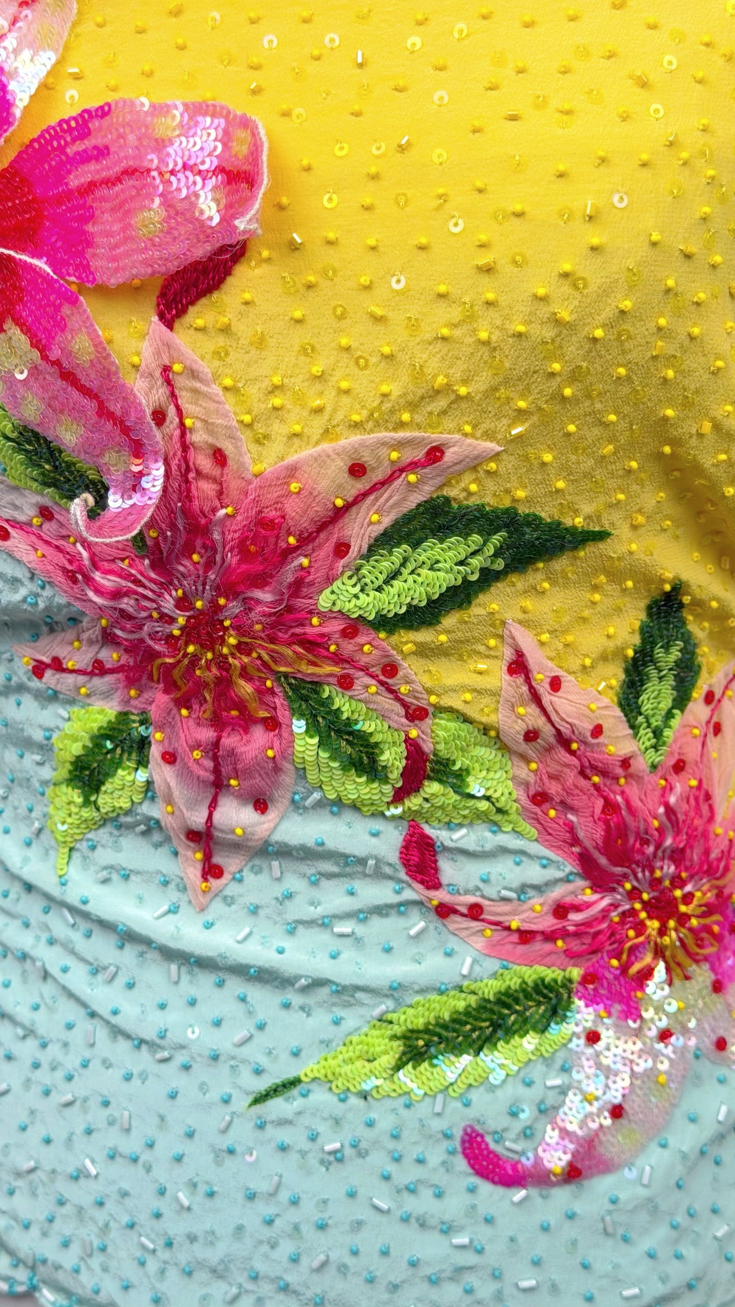 Blumarine SS02 Tropical Lily Beaded Top