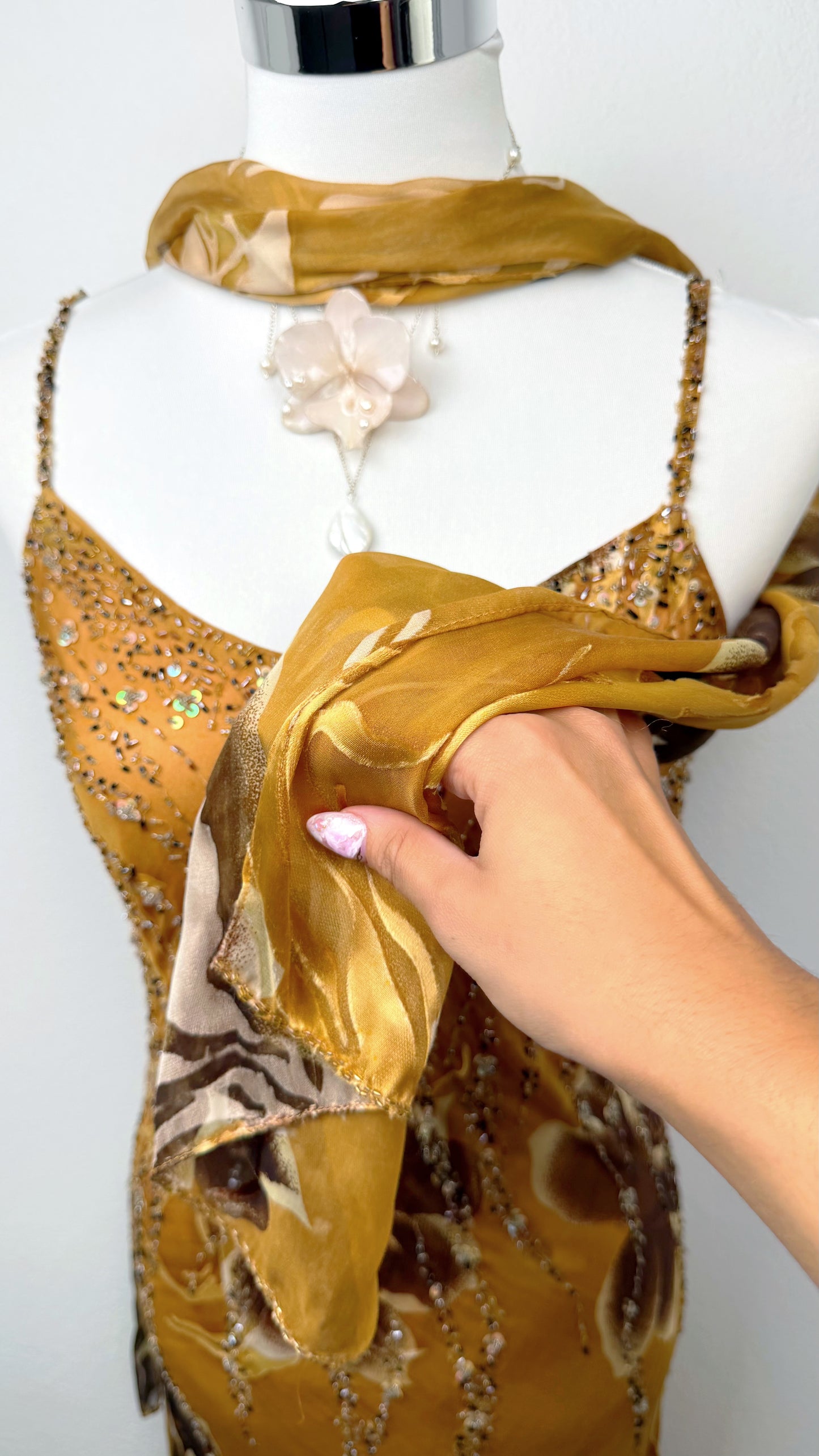 Aurelia Silk Gilded Orchid Gown