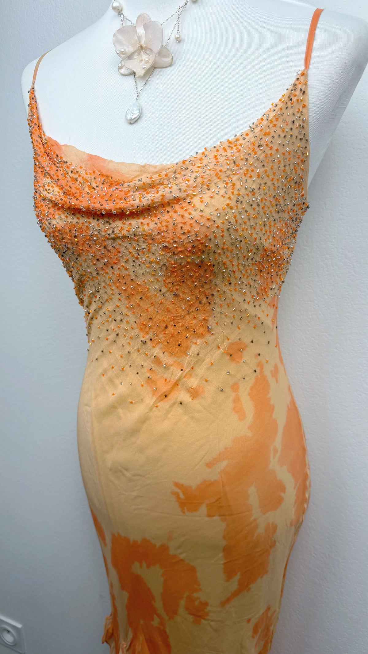 Peach Stardust Silk Gown