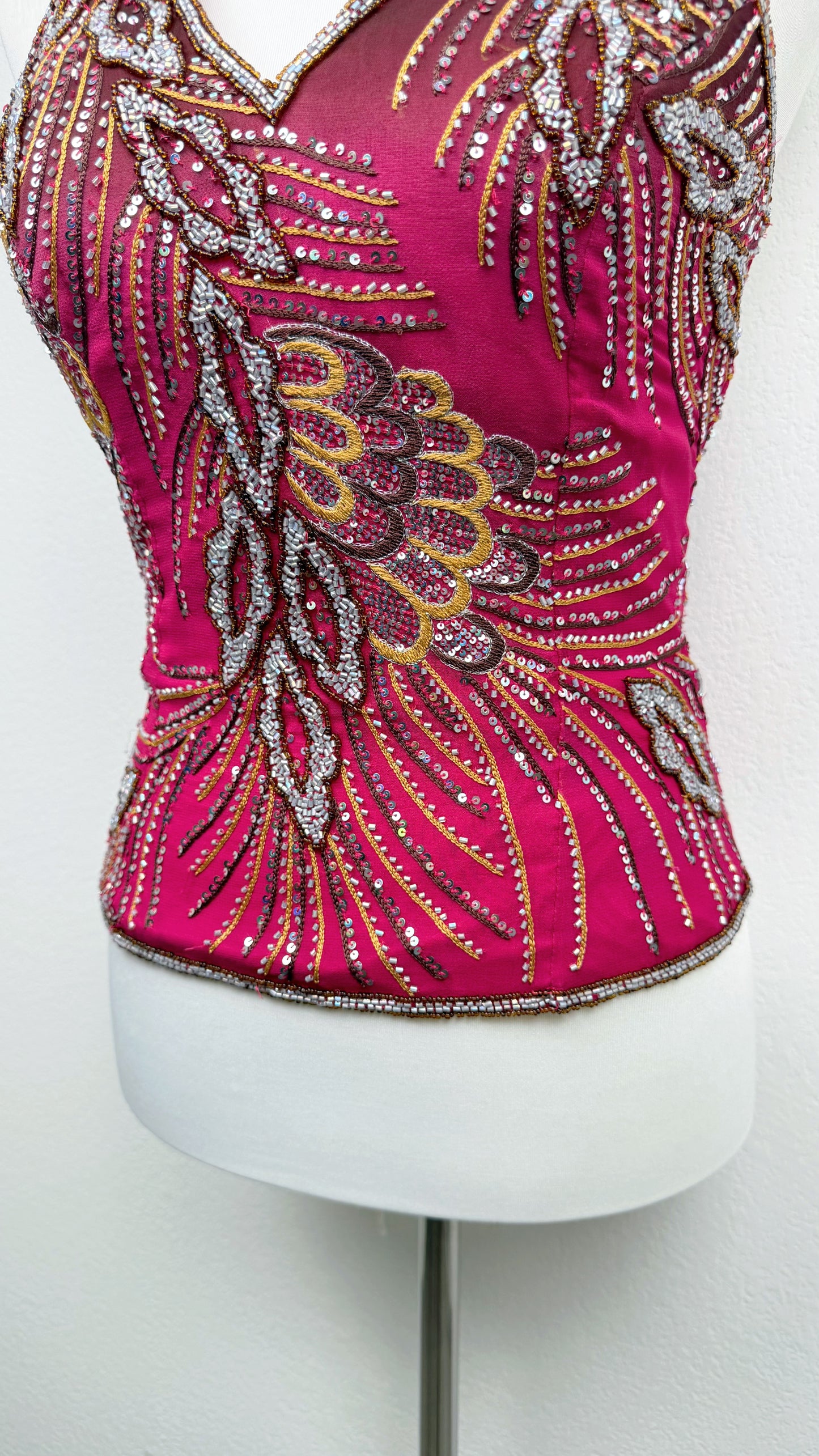Aftershock Fuchsia Phoenix Beaded Corset