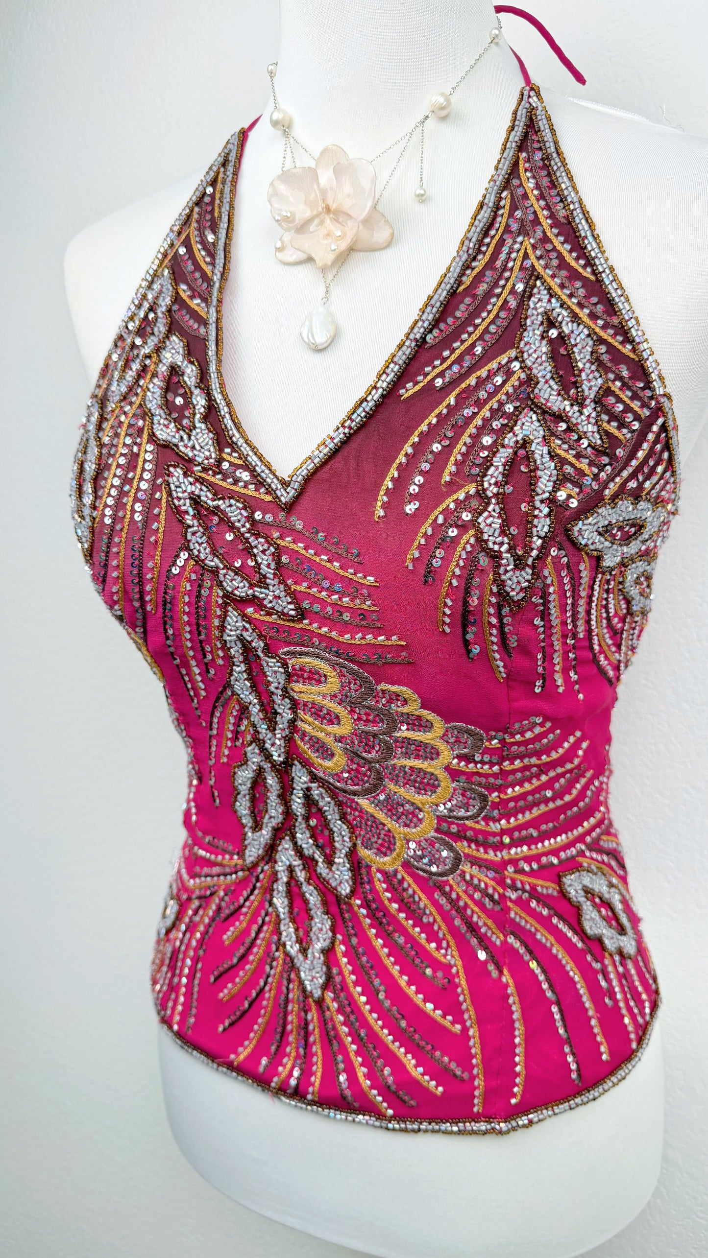 Aftershock Fuchsia Phoenix Beaded Corset