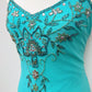 Rare Sue Wong Turquoise Hand-Beaded Silk