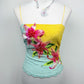 Blumarine SS02 Tropical Lily Beaded Top