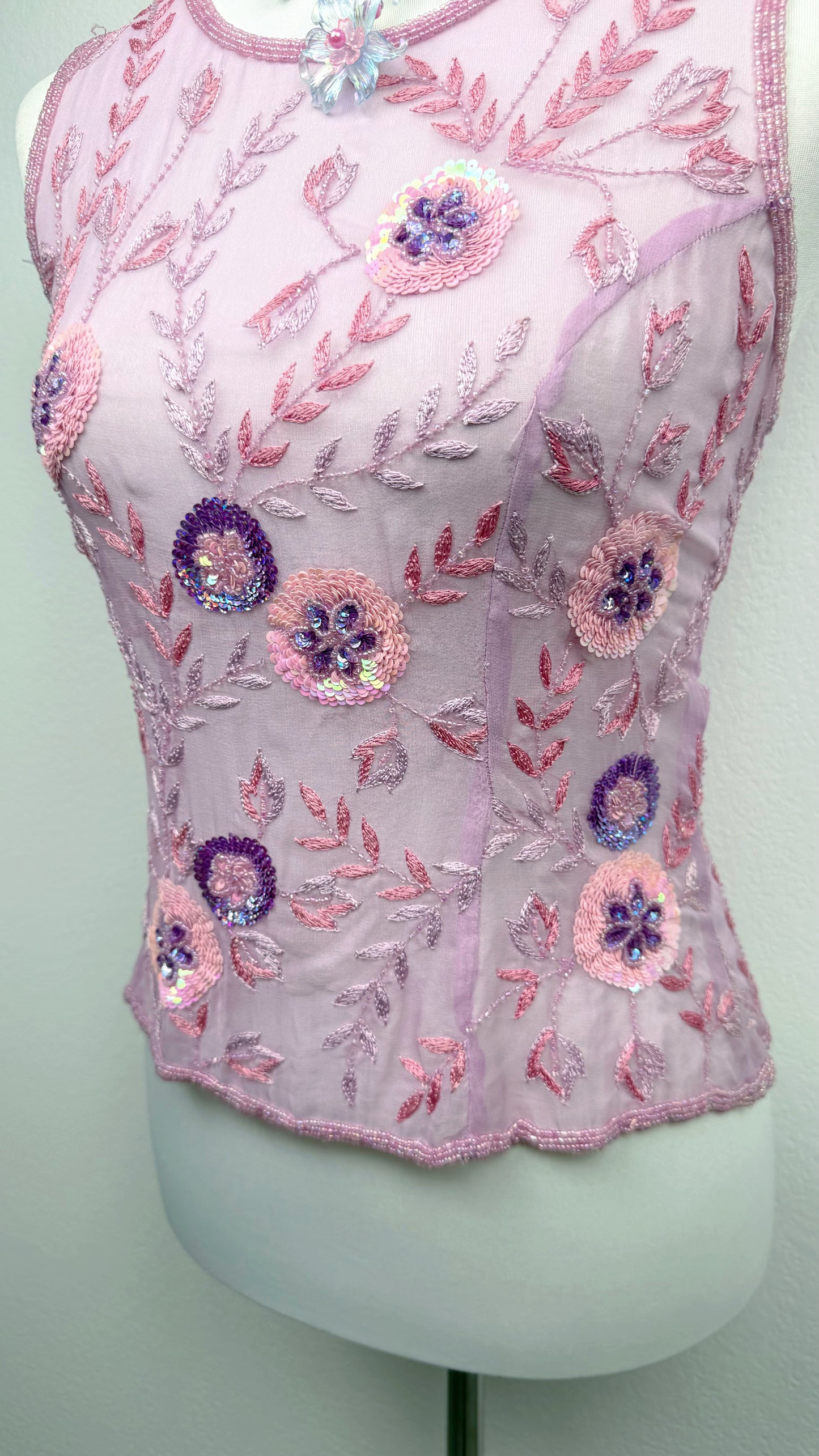 Aftershock Lilac Enchanted Garden Silk Top