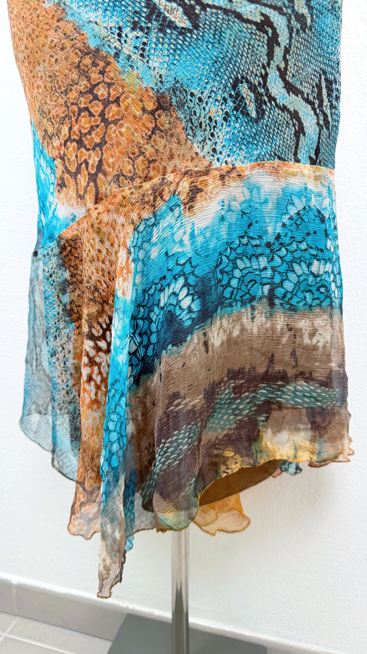 Aquamarine Serpent Silk Dress